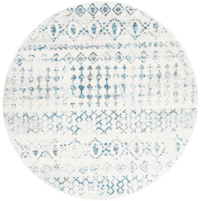 Tulum TUL240 Power Loomed Area Rug - Ivory/Turquoise - 6'7" round - Safavieh.