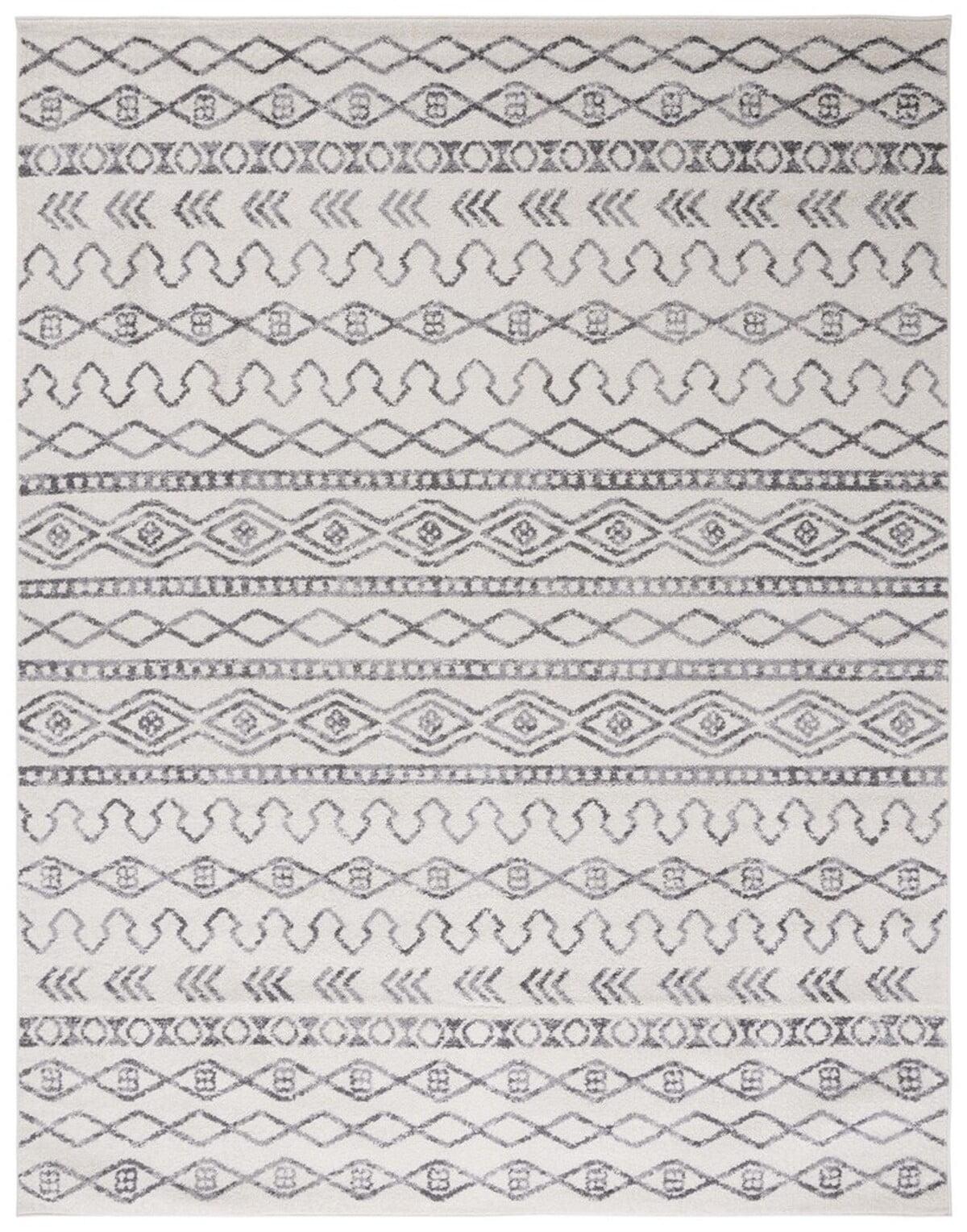 SAFAVIEH Tulum Kade Distressed Geometric Area Rug, 9' x 12', Ivory/Grey