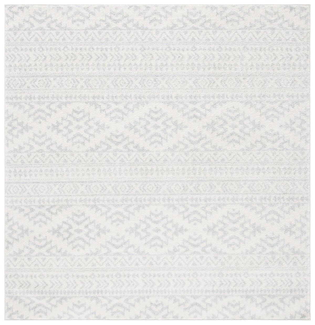 SAFAVIEH Tulum Lakisha Distressed Southwestern Area Rug, 10' x 10' Square, Ivory/Light Grey