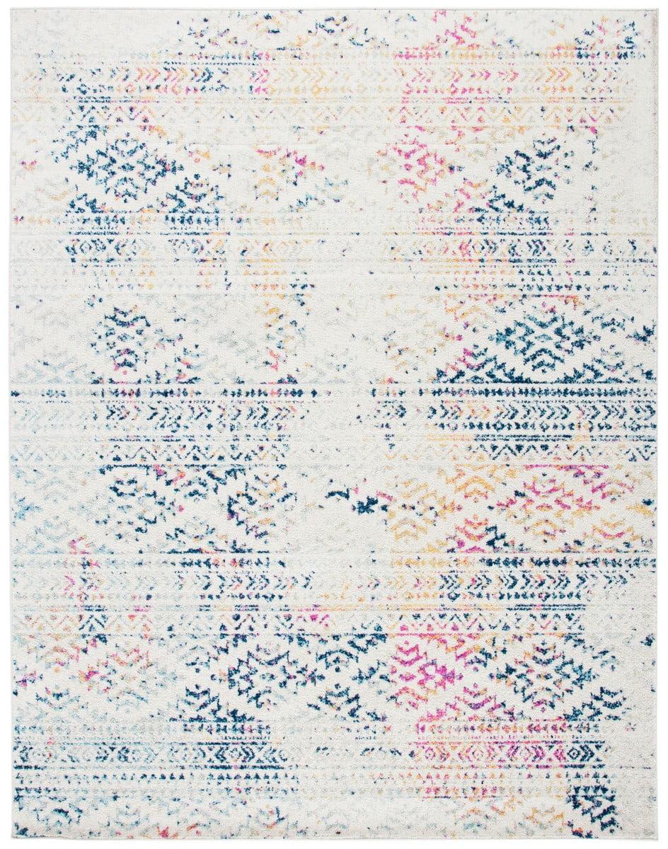 SAFAVIEH Tulum Lakisha Distressed Southwestern Area Rug, 10' x 13', Ivory/Blue