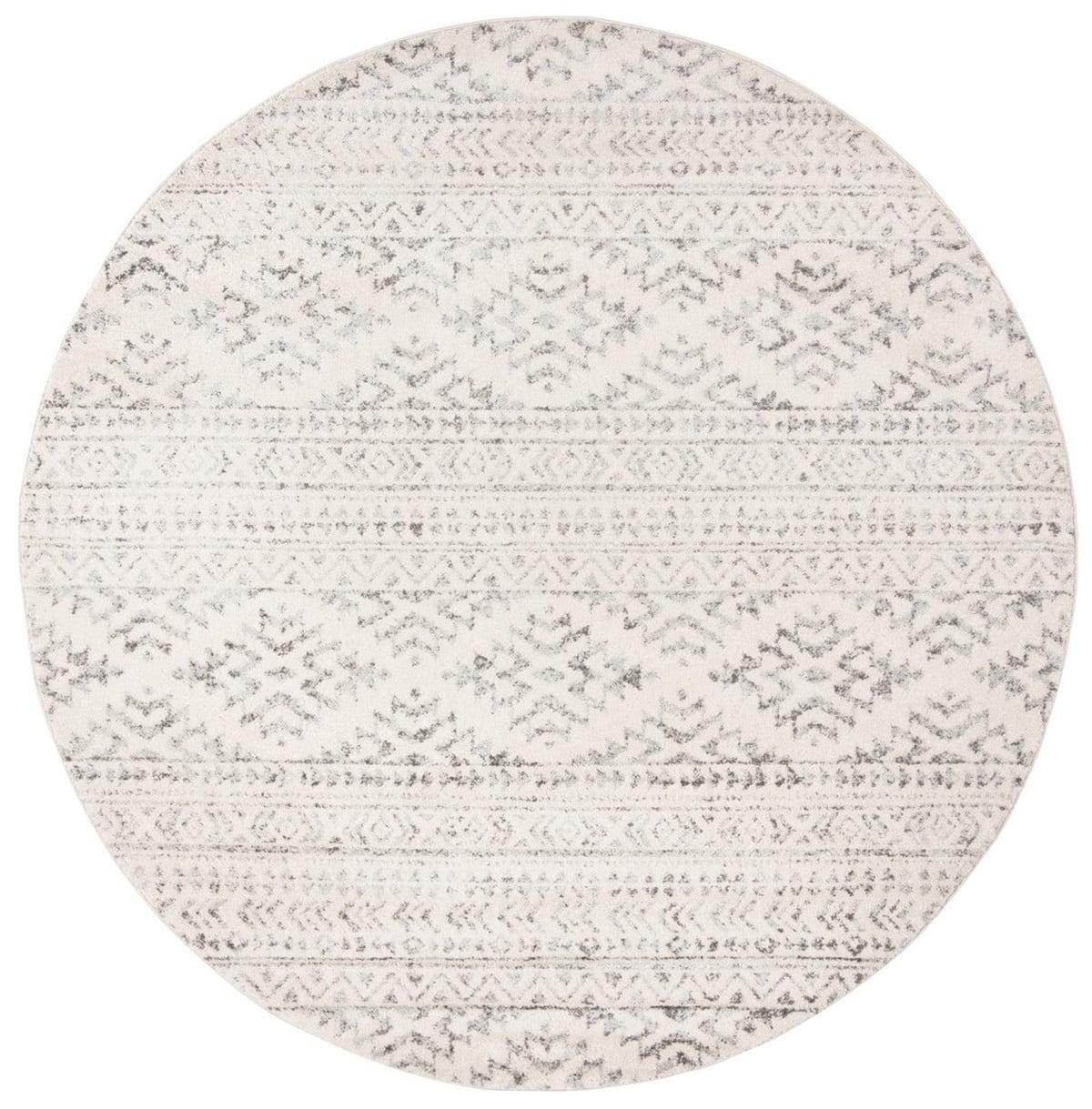 SAFAVIEH Tulum Lakisha Distressed Southwestern Area Rug, 11' x 11' Round, Ivory/Grey