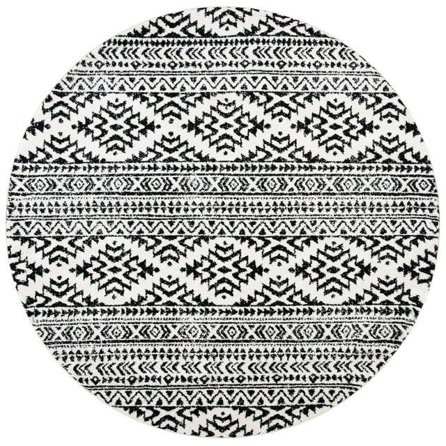 Tulum TUL272 Power Loomed Indoor Accent Rug - Ivory/Black - 3' Round - Safavieh