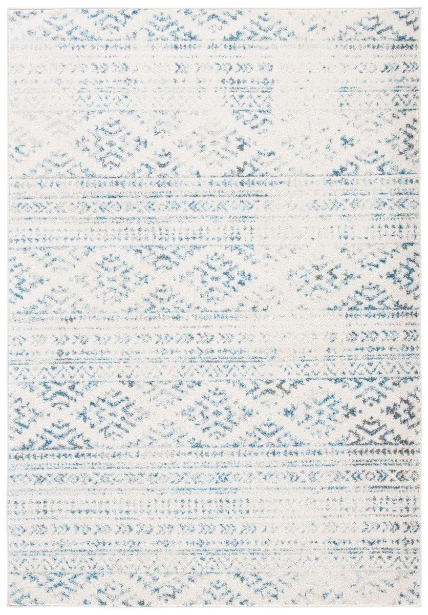 Tulum TUL272 Power Loomed Indoor Area Rug - Ivory/Turquoise - 5'3"x7'6" - Safavieh