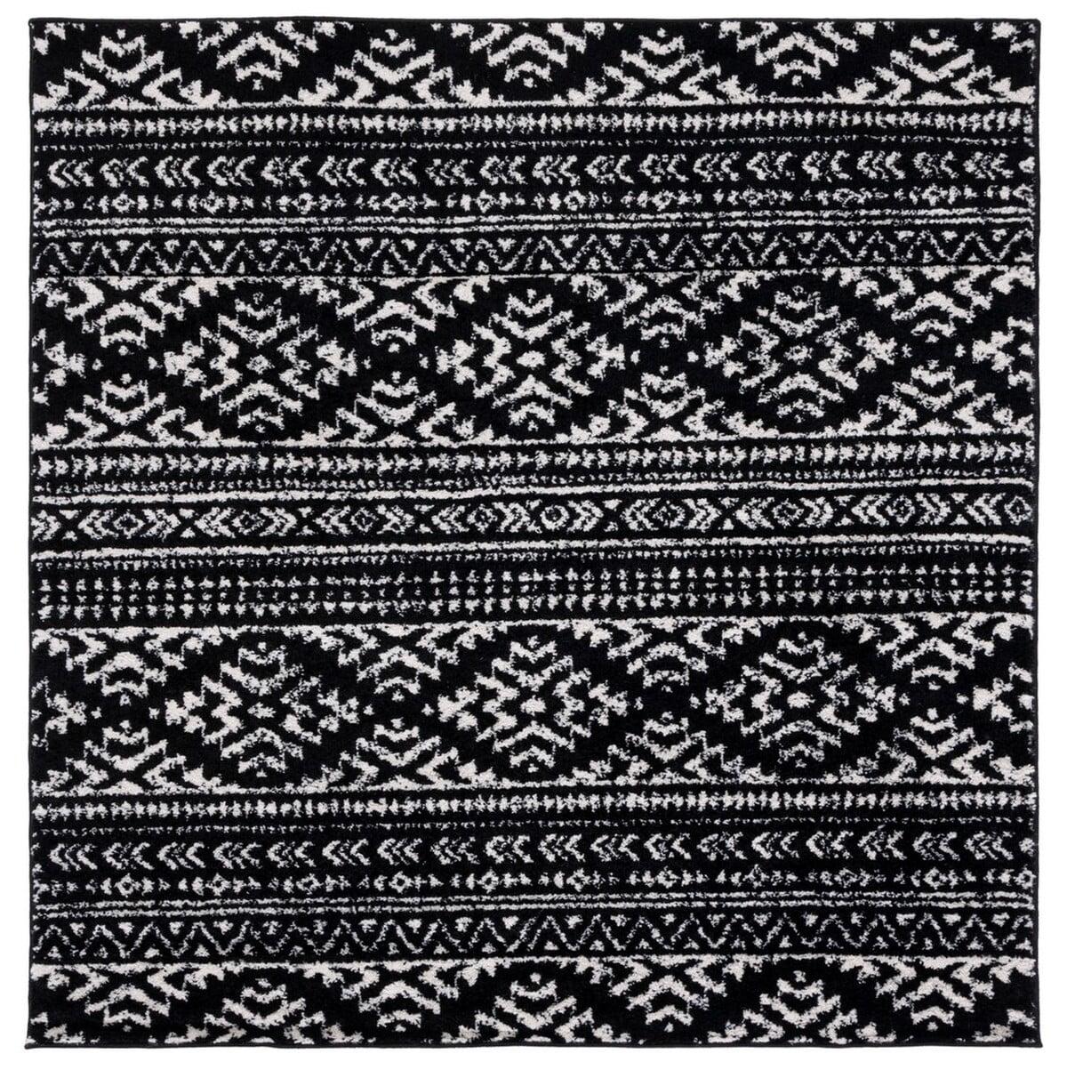 Tulum TUL272 Power Loomed Area Rug - Black/Ivory - 8'x8' - Safavieh.