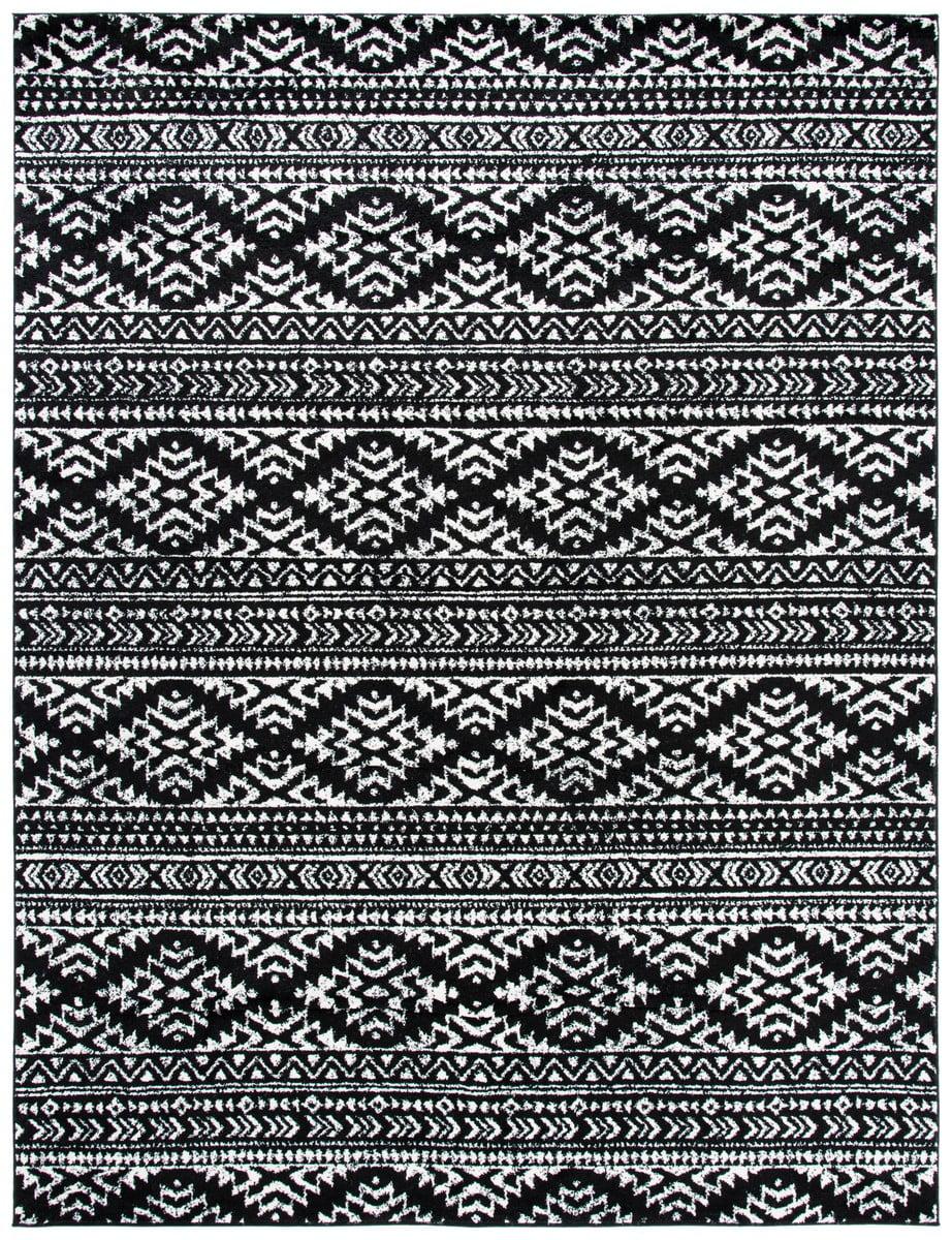 SAFAVIEH Tulum Lakisha Distressed Southwestern Area Rug, 9' x 12', Black/Ivory