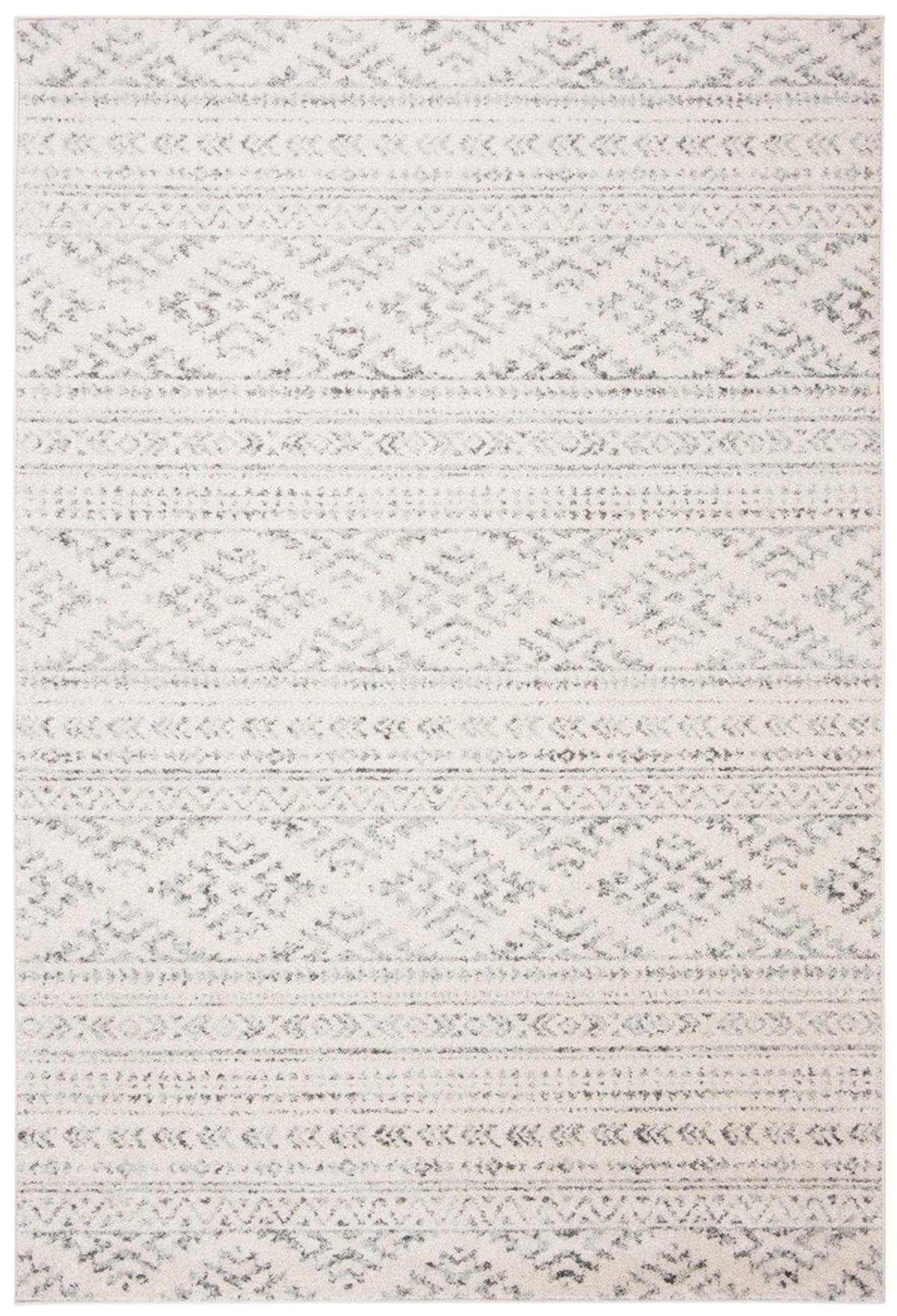 Gray and Ivory Hand-Knotted Synthetic Area Rug