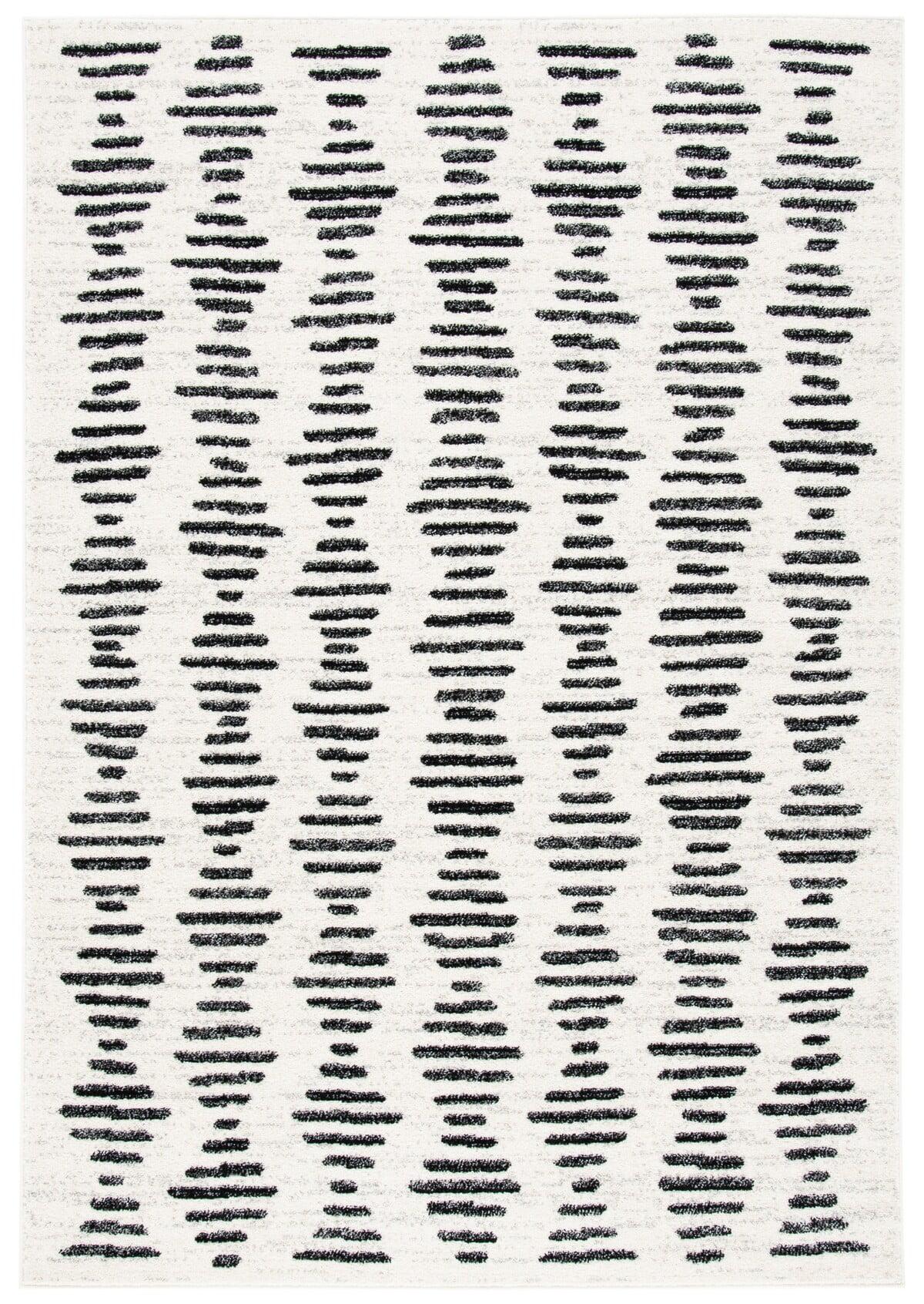 Reversible Black Synthetic 8' x 10' Easy-Care Area Rug