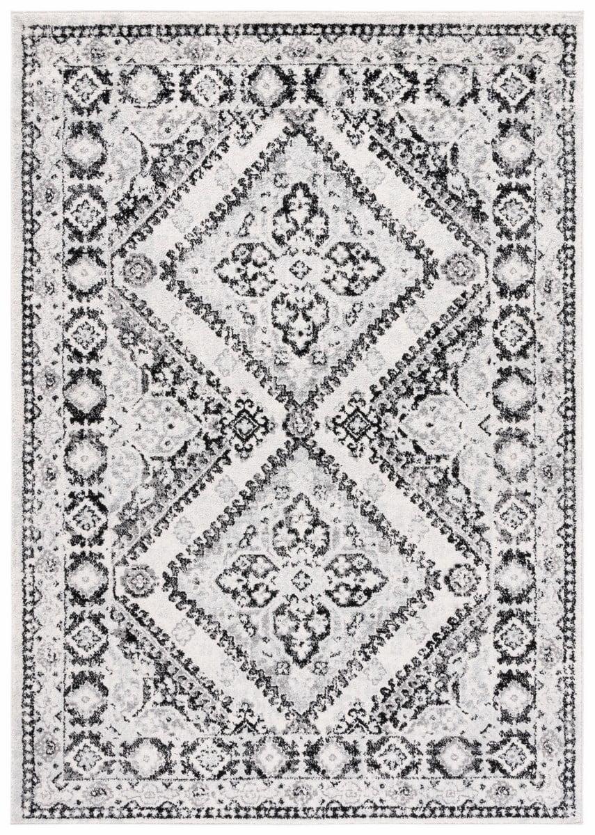 Ivory Round Stain-Resistant Synthetic Area Rug