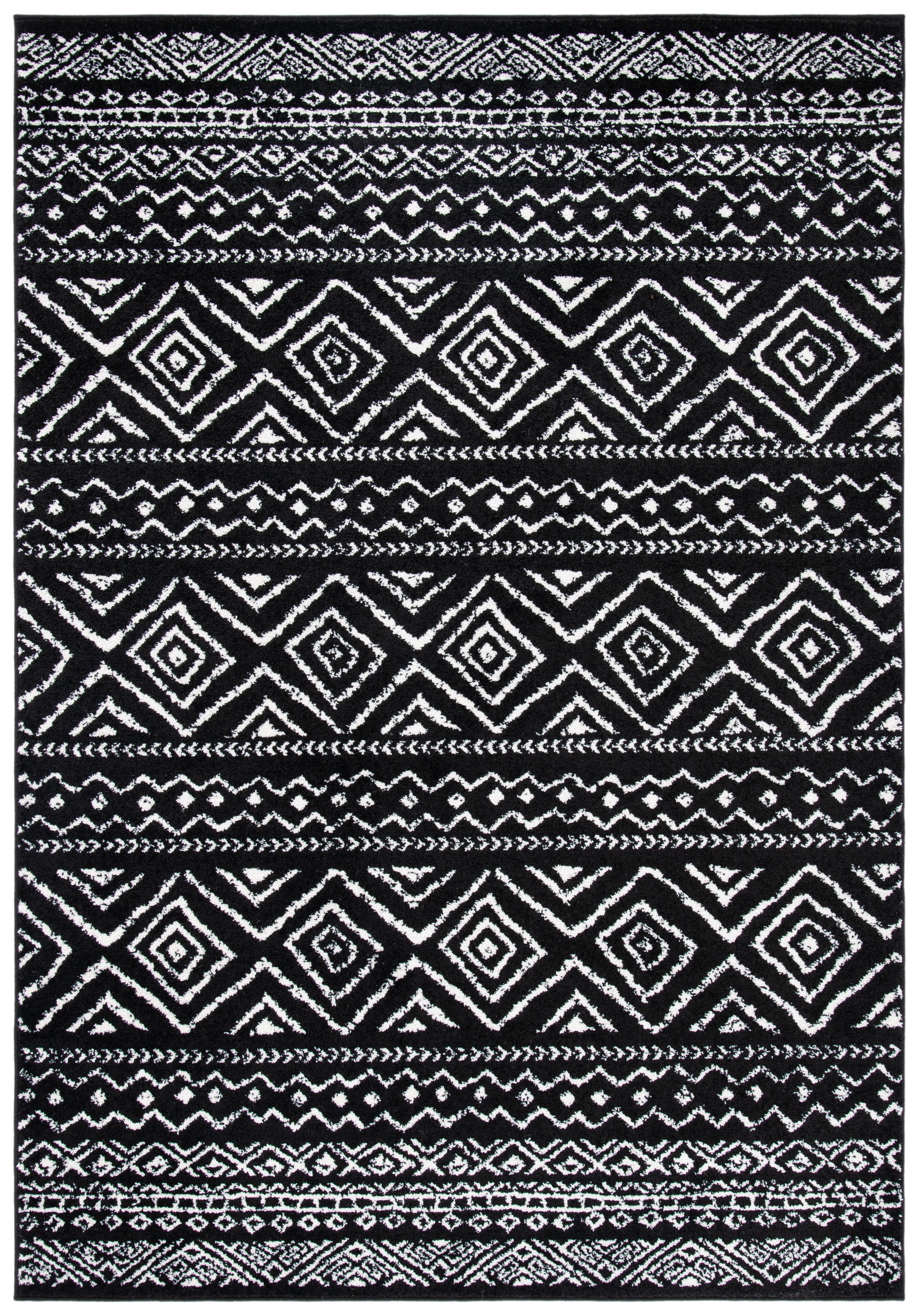 Tulum TUL267 Power Loomed Area Rug - Black/Ivory - 5'3"x7'6" - Safavieh.