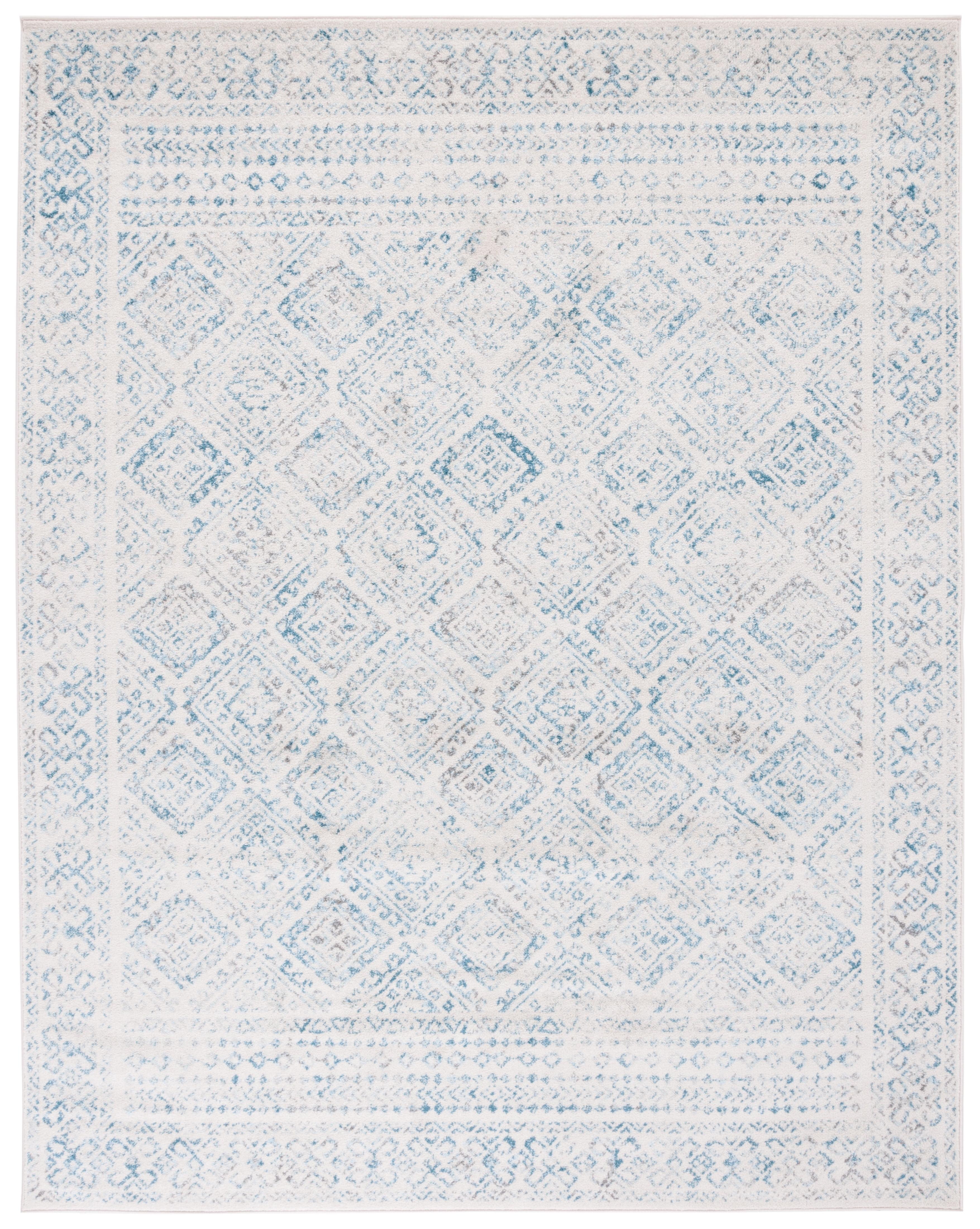 SAFAVIEH Tulum Ophelia Bordered Geometric Area Rug, 10' x 13', Ivory/Turquoise