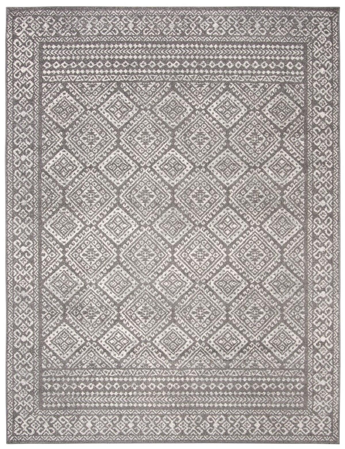 SAFAVIEH Tulum Ophelia Bordered Geometric Area Rug, 12' x 15', Dark Grey/Ivory