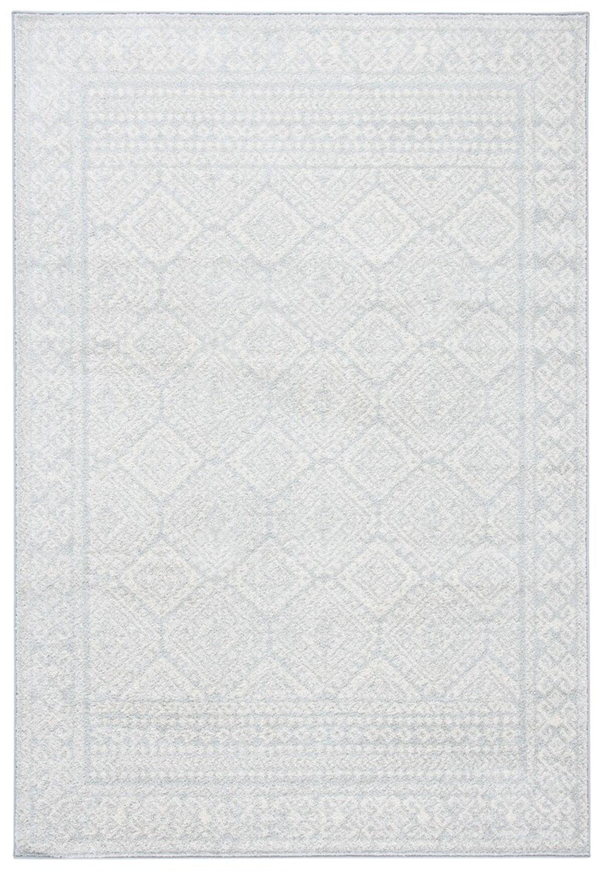 Ivory and Light Grey Hand-knotted Synthetic Area Rug, 6' x 9'