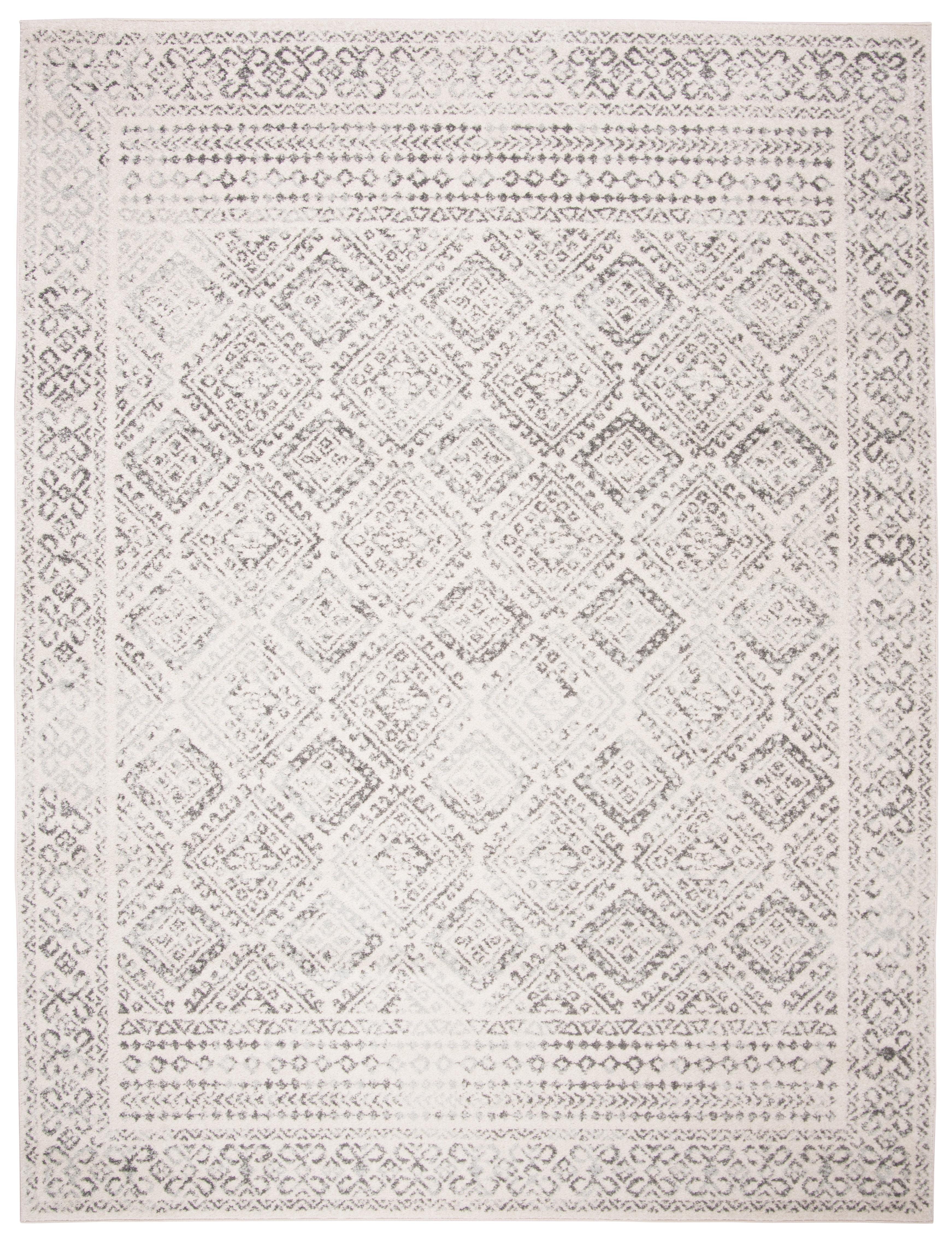 SAFAVIEH Tulum Ophelia Bordered Geometric Area Rug, Ivory/Grey, 9' x 12'