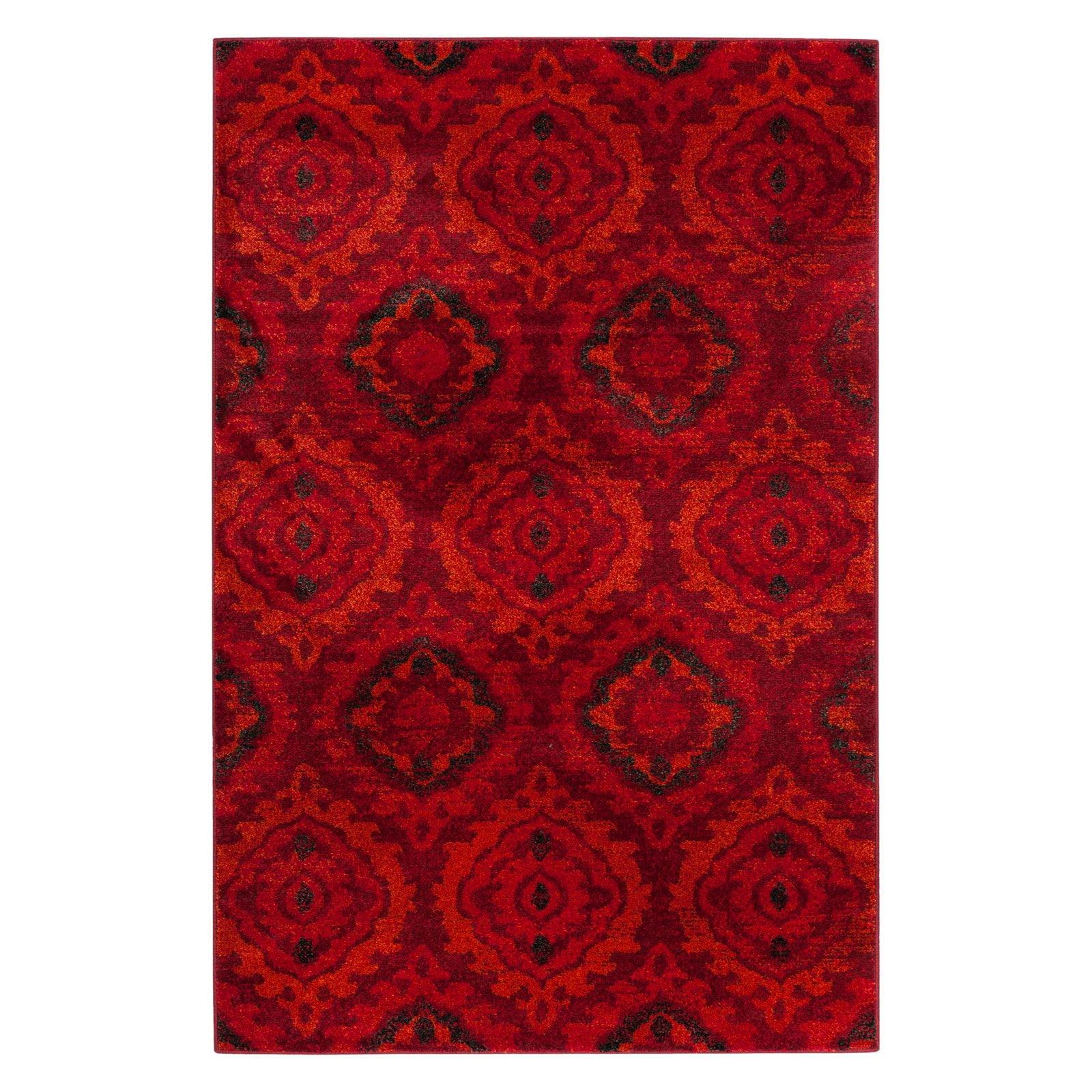 SAFAVIEH Tunisia Cornelius Damask Area Rug, Red/Orange, 6'7" x 9'2"