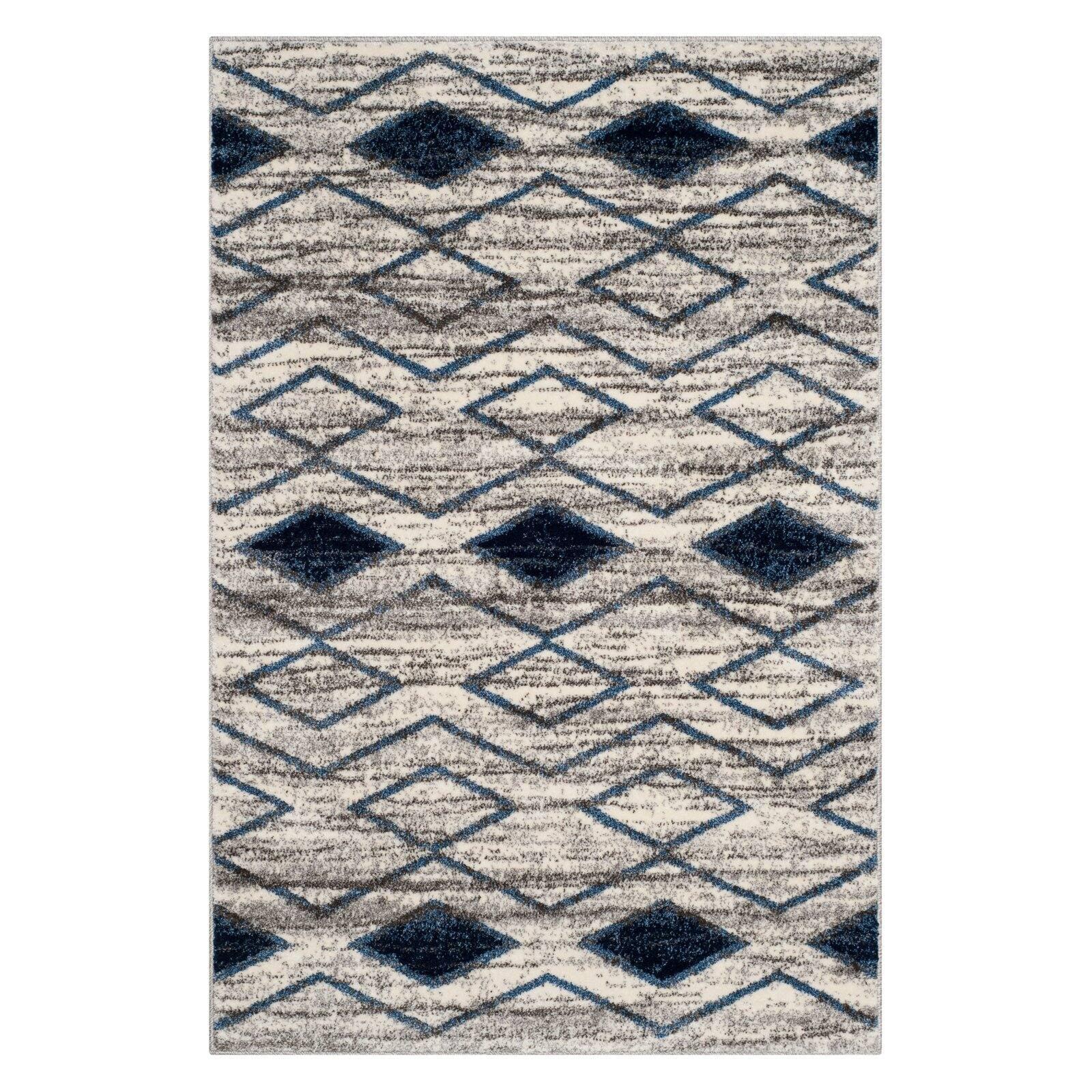 Tunisia-Inspired Gray Geometric 4' x 6' Wool & Synthetic Area Rug