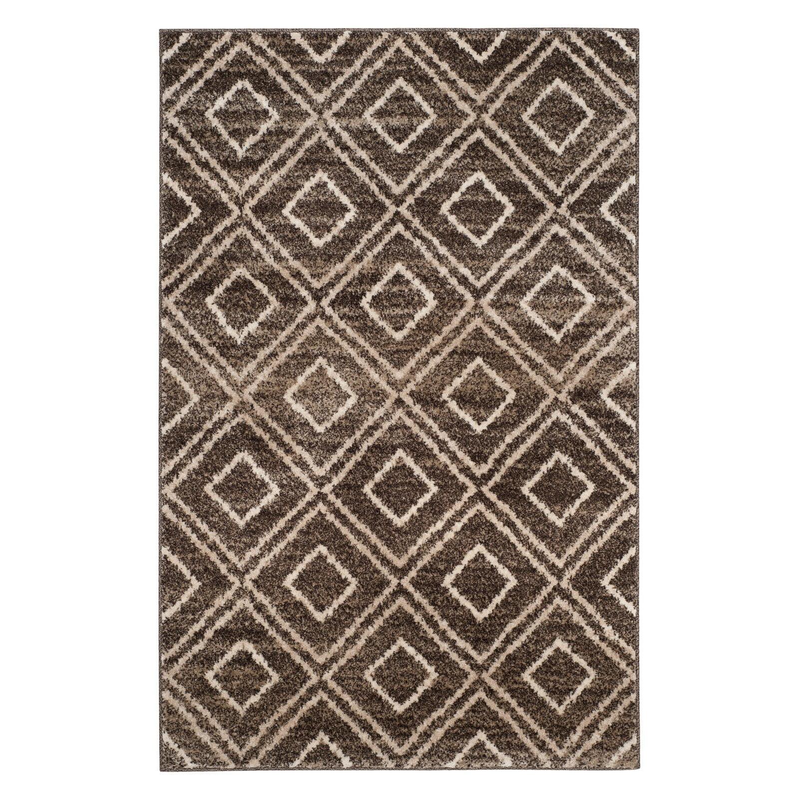 SAFAVIEH Tunisia Mandy Geometric Diamonds Area Rug, Brown/Cream, 5'1" x 7'6"