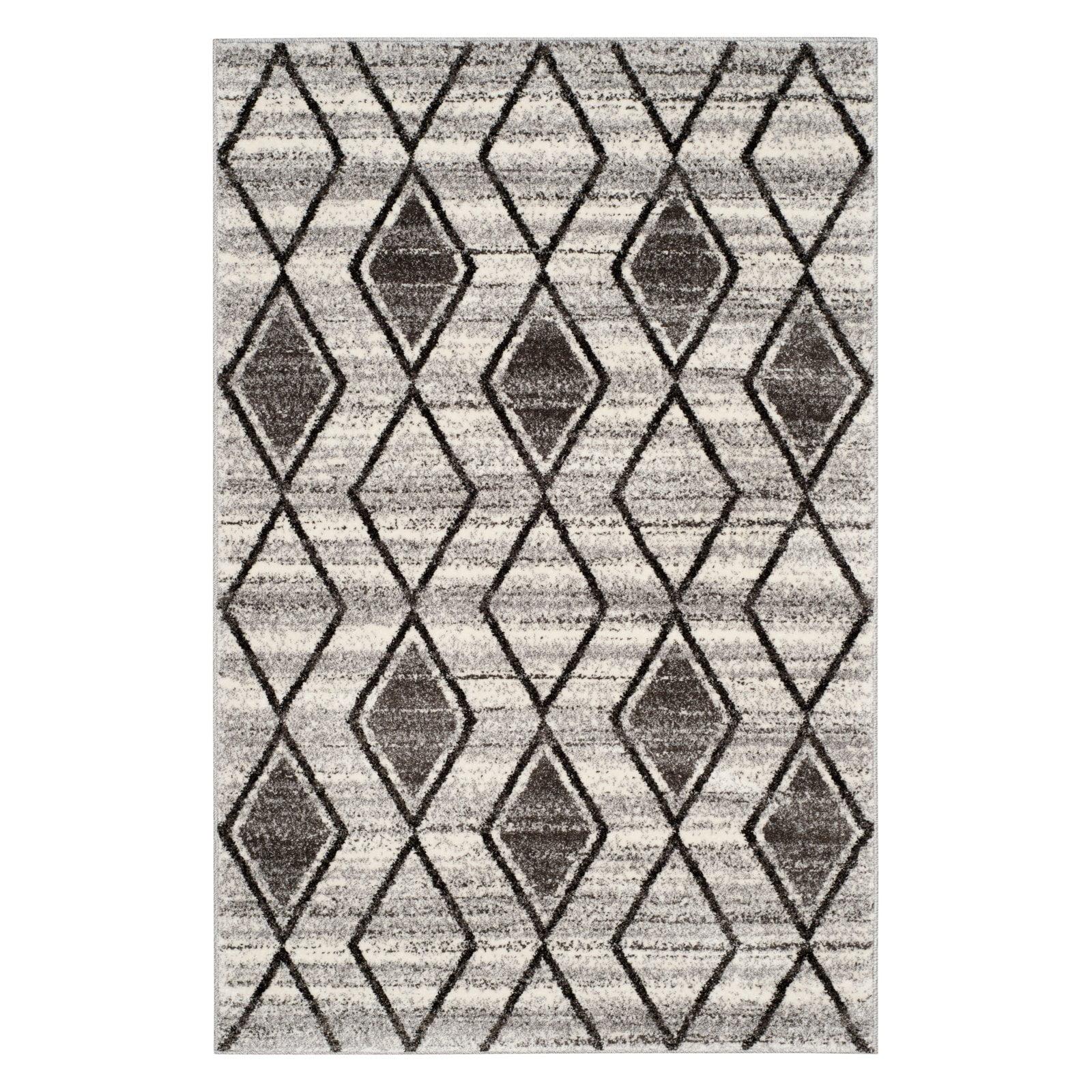 SAFAVIEH Tunisia Parker Geometric Area Rug, Grey/Black, 4' x 6'