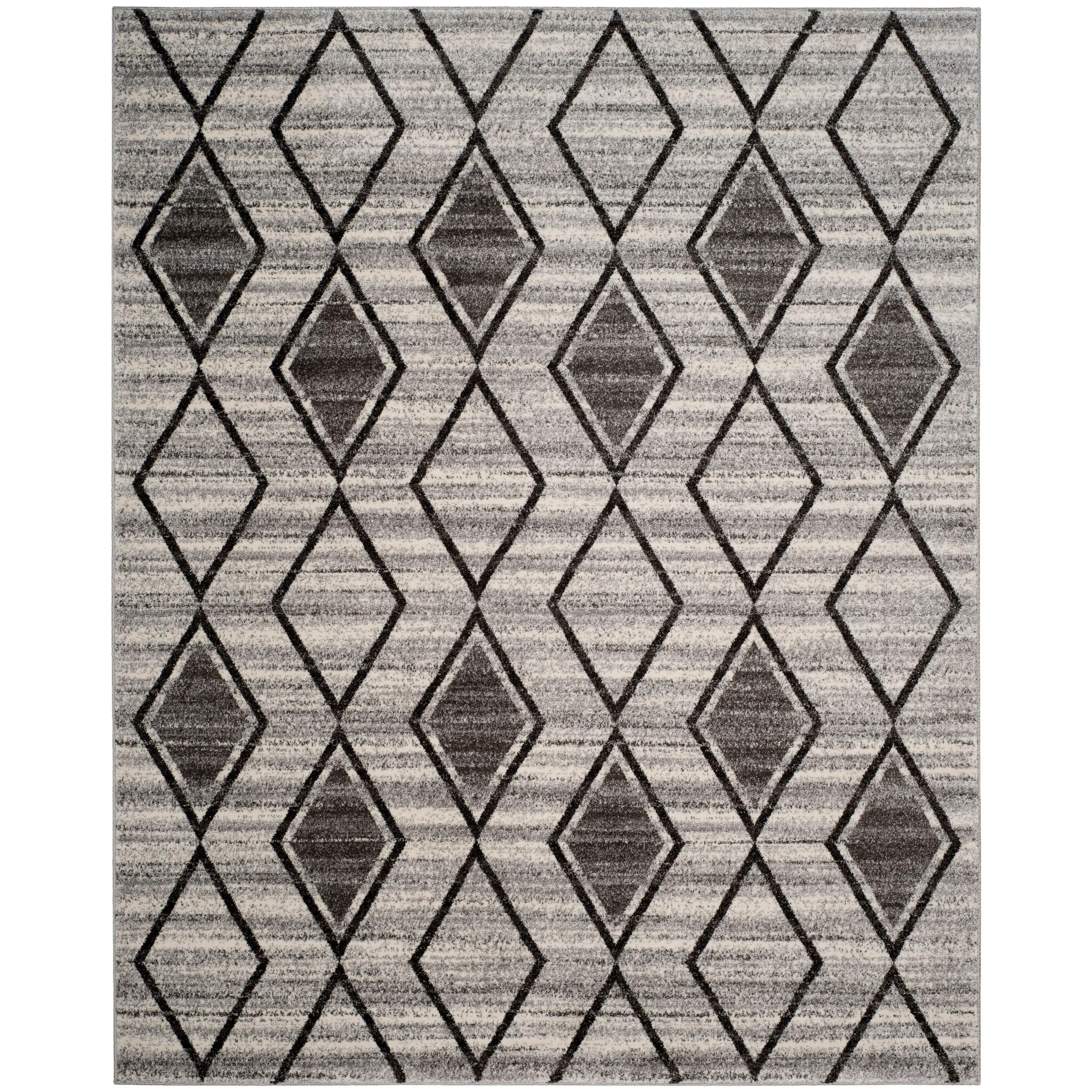 Gray Geometric Wool and Synthetic 8' x 10' Area Rug