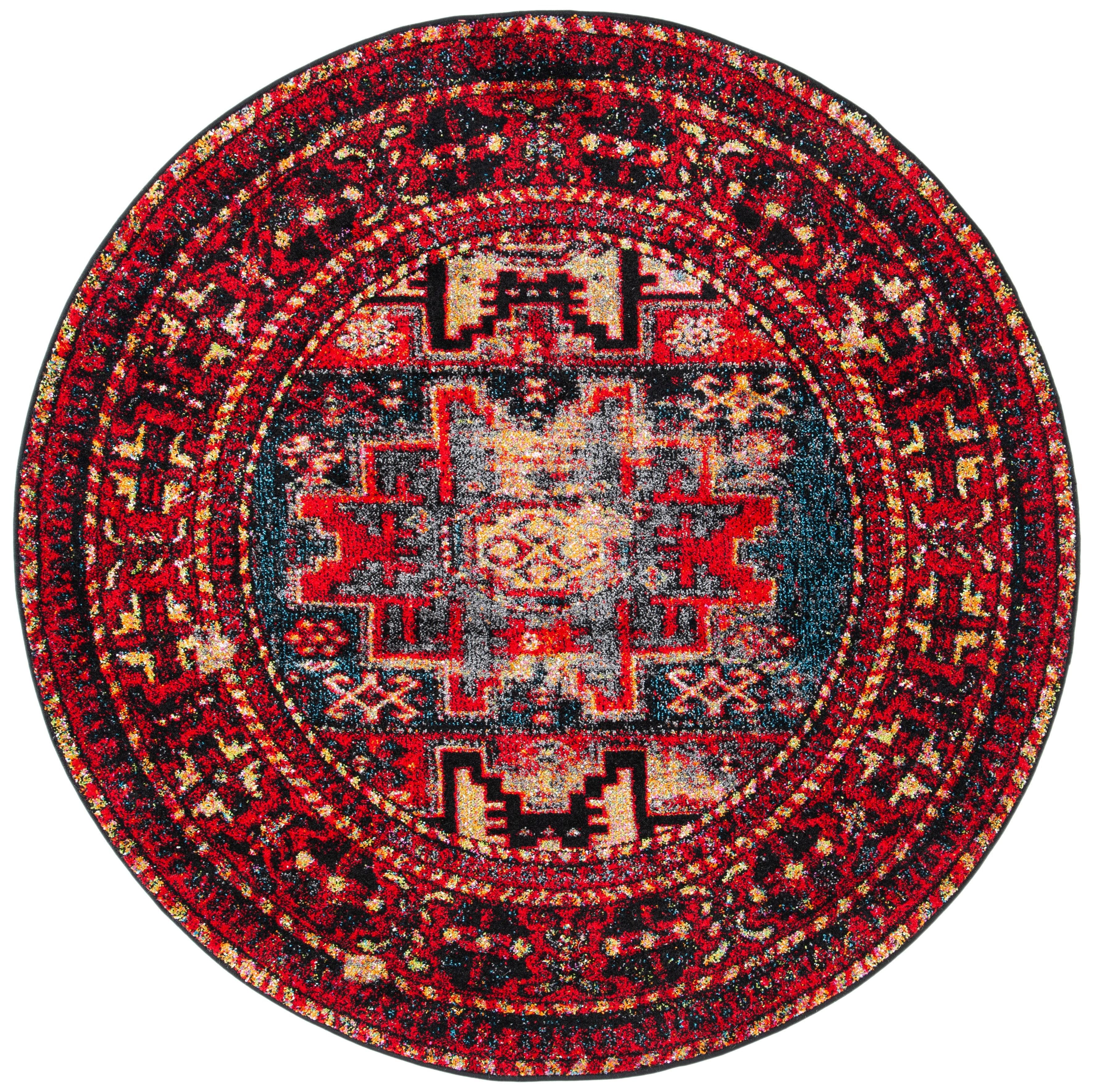 Vintage Hamadan VTH213 Power Loomed Area Rug - Red/Multi - 3' round - Safavieh.