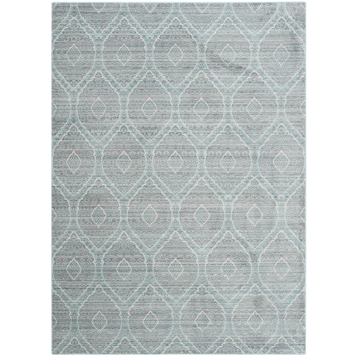 Mauve and Alpine Rectangular Synthetic Area Rug, 5' x 8'