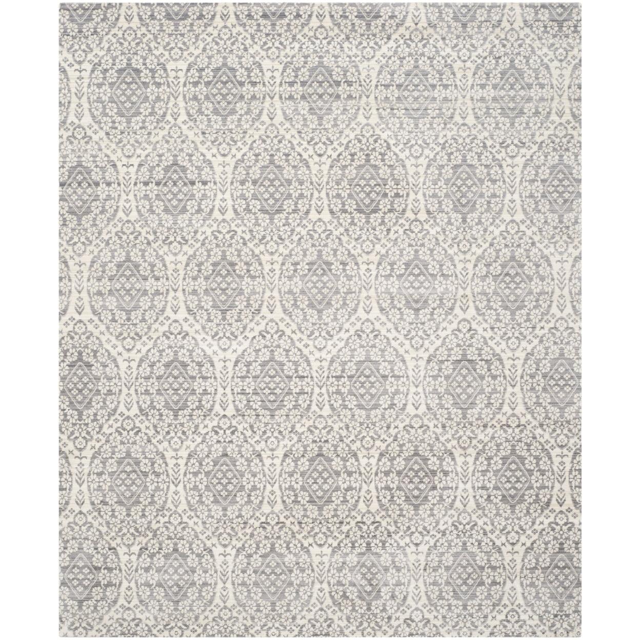 Mauve and Cream Rectangular Synthetic Reversible Area Rug, 3' x 5'