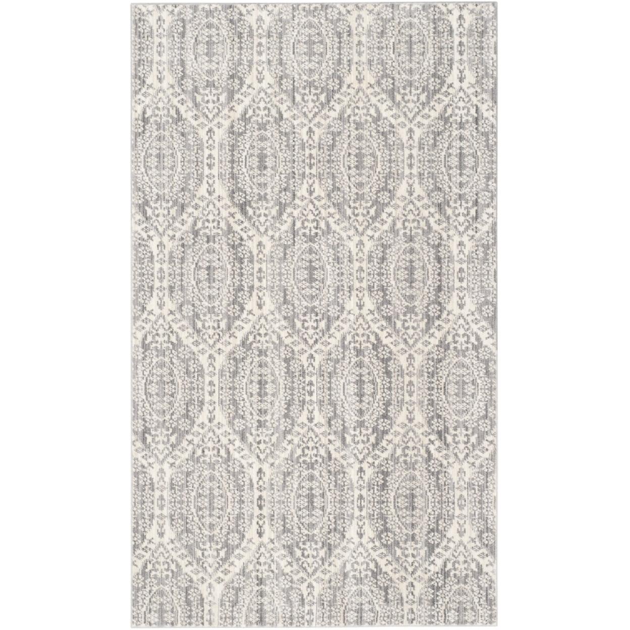 Mauve and Cream Rectangular Synthetic Reversible Area Rug, 3' x 5'