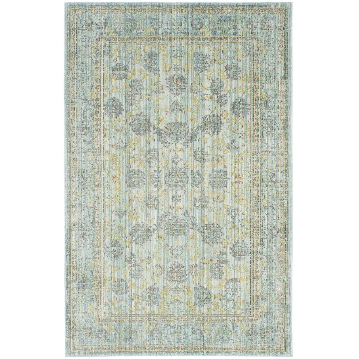 Valencia Light Blue and Turquoise Synthetic 4' x 6' Reversible Area Rug