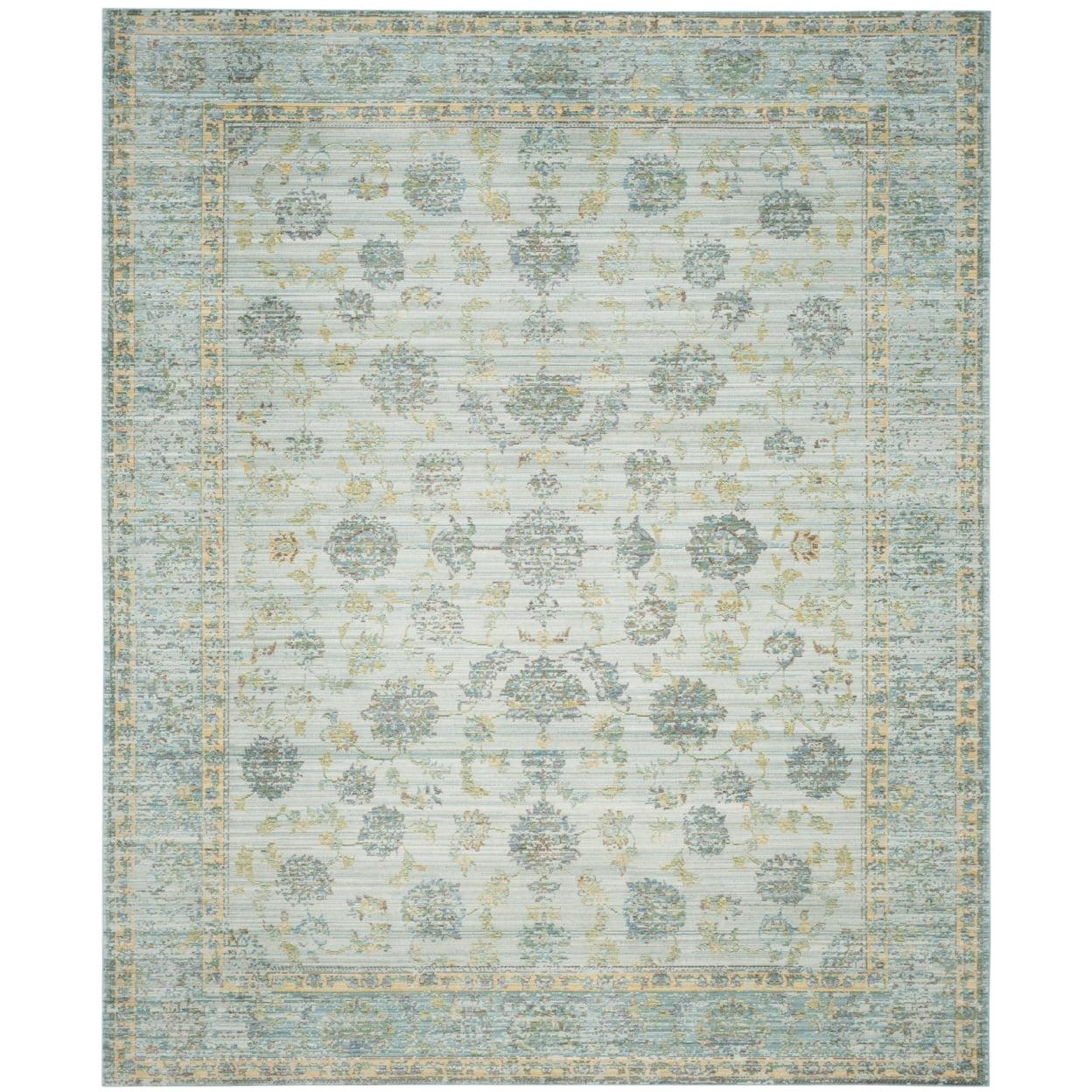 Reversible Light Blue/Turquoise Synthetic 9' x 12' Area Rug