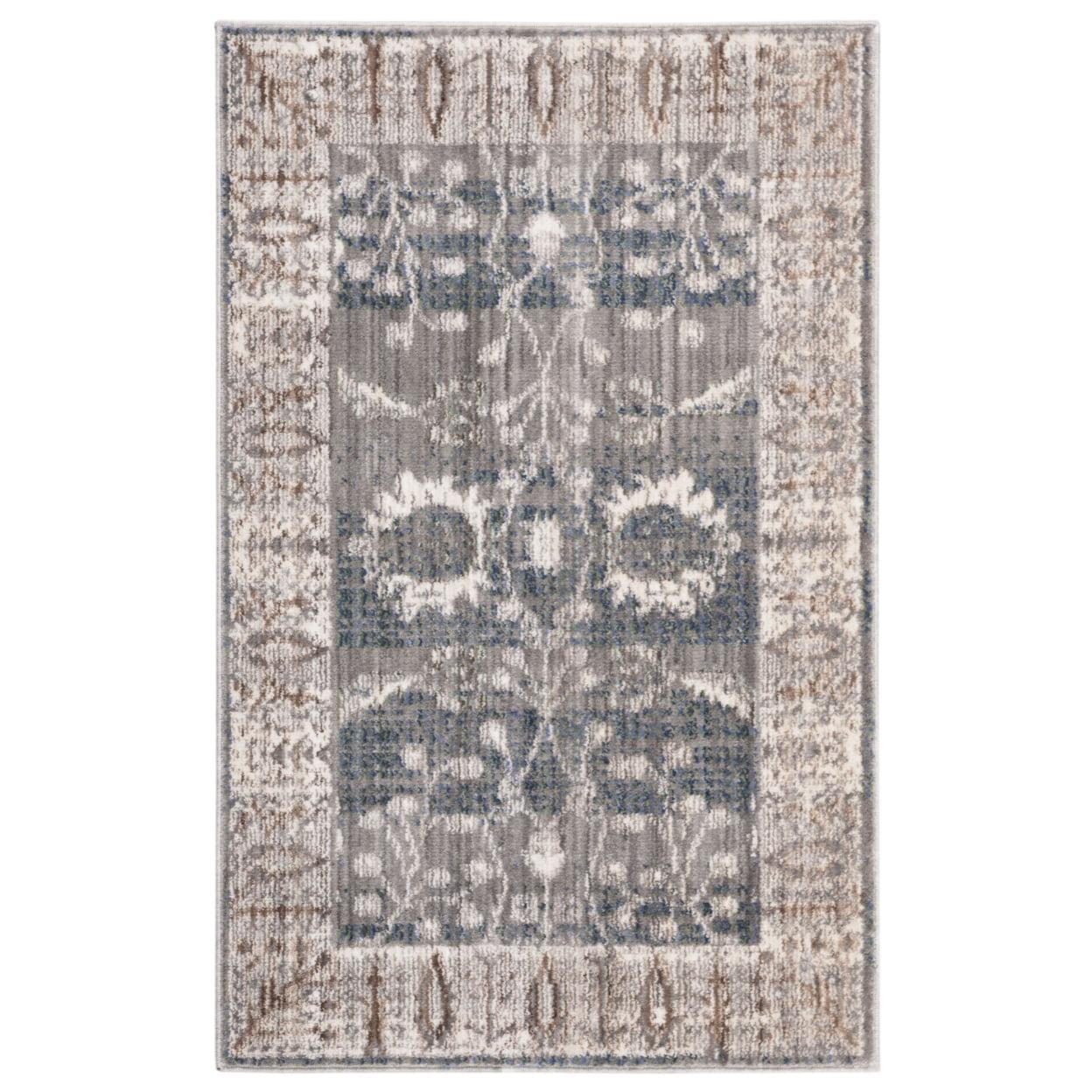 Valencia Dark Gray and Light Gray 2' x 3' Synthetic Area Rug