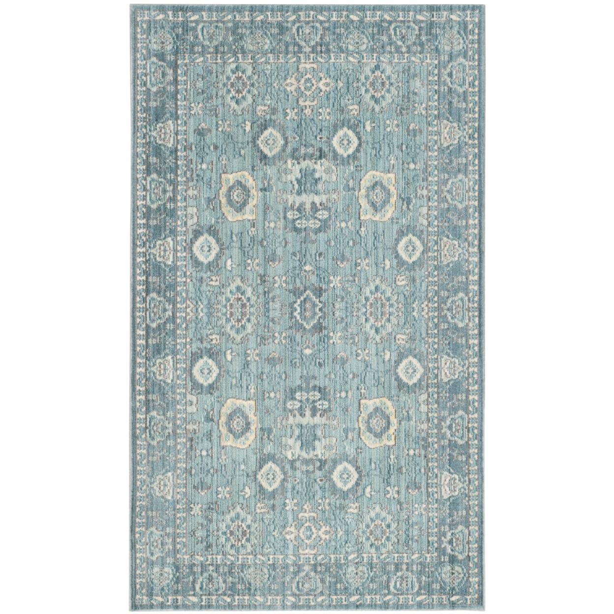 Alpine Blue 3'x5' Hand-Knotted Synthetic Reversible Area Rug