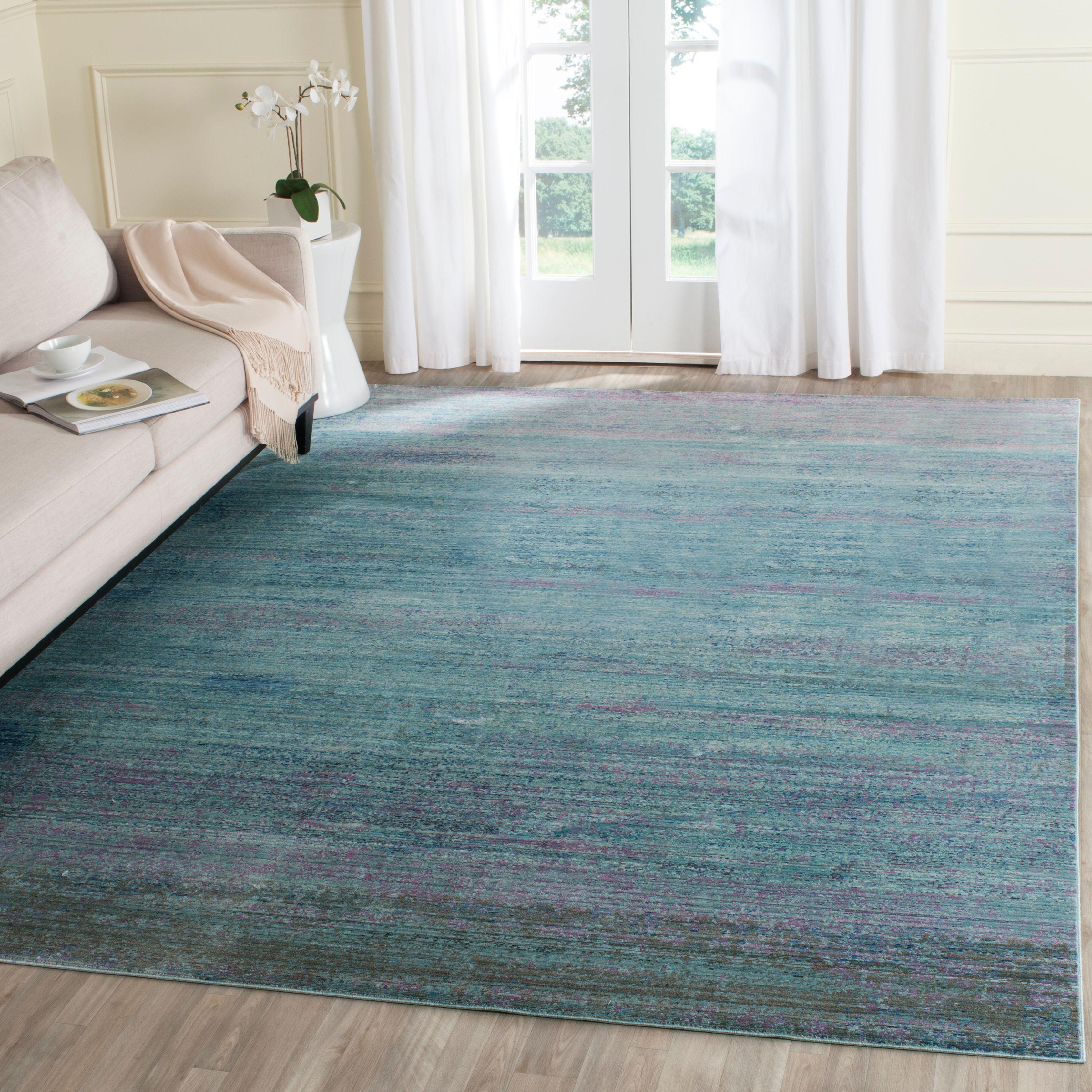 Valencia VAL203 Power Loomed Indoor Area Rug - Turquoise/Multi - 6'7"x6'7" - Safavieh