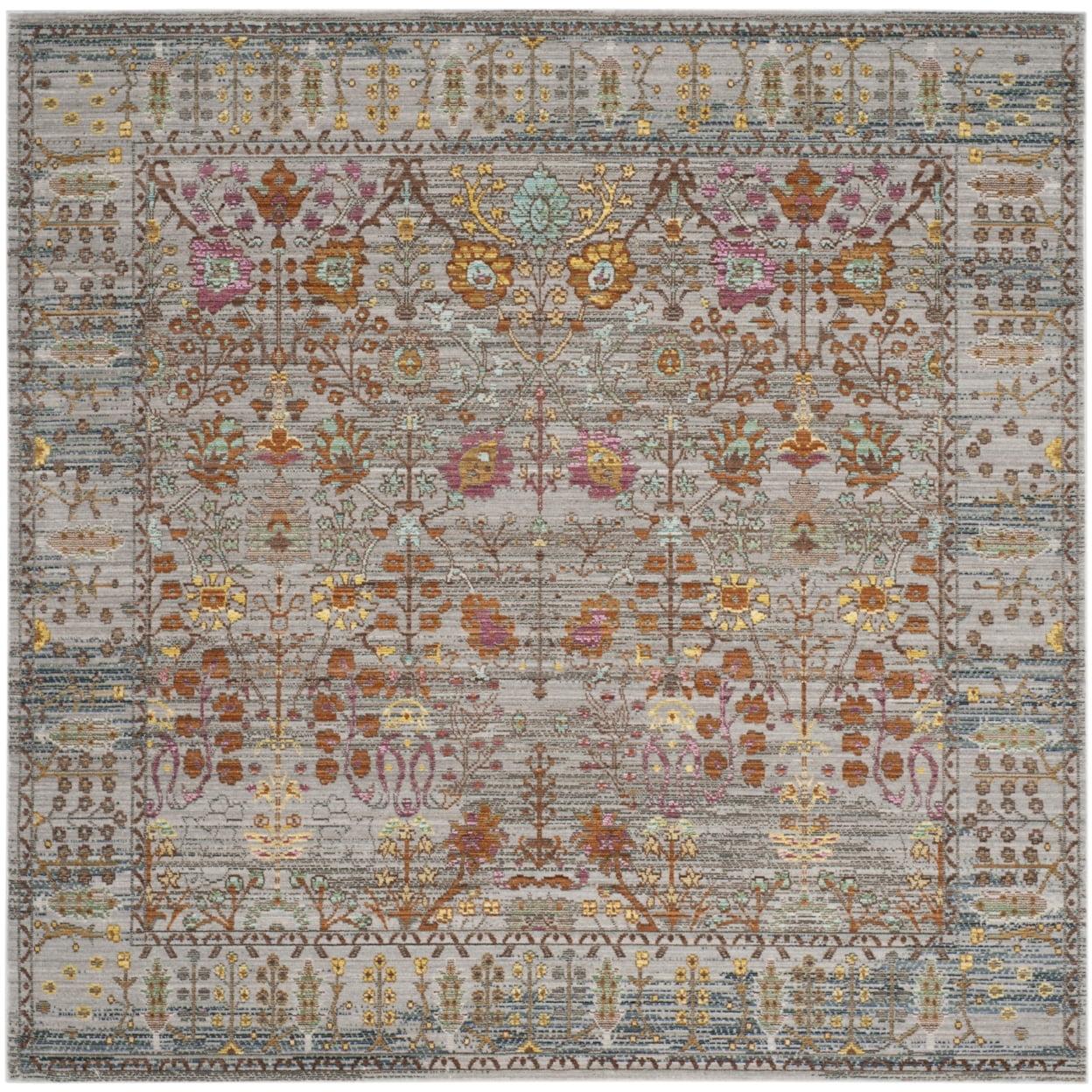 Valencia VAL108 Power Loomed Indoor Area Rug - Grey/Multi - 6'7"x6'7" - Safavieh