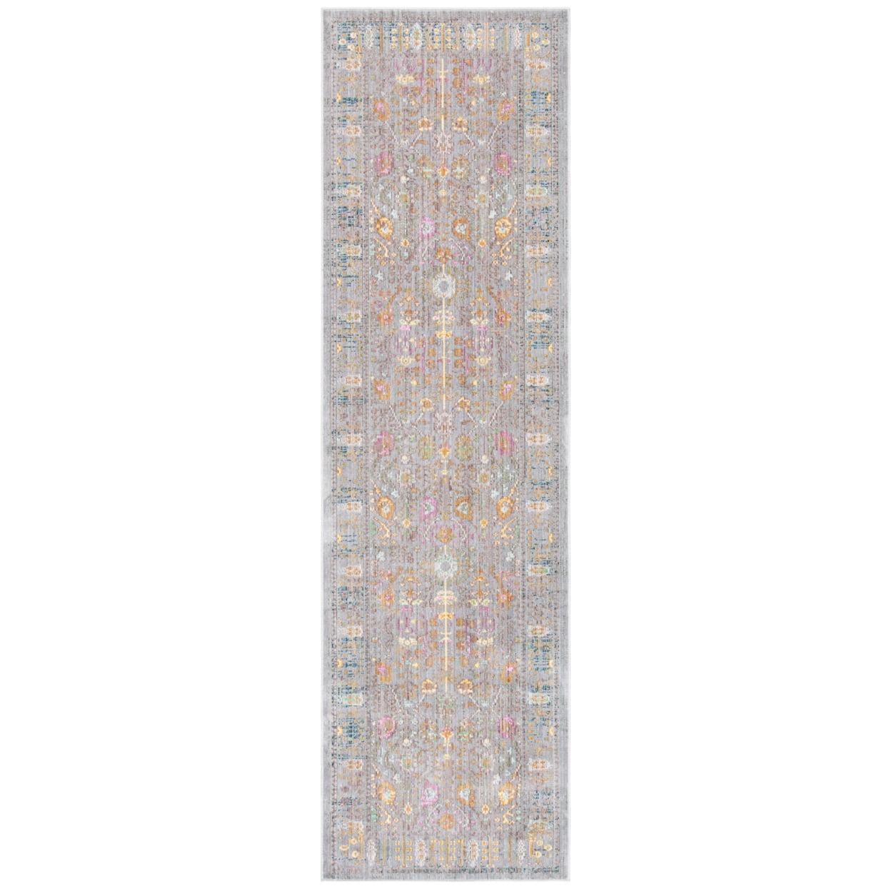 Valencia VAL108 Power Loomed Indoor Runner Rug - Grey/Multi - 2'3"x12' - Safavieh