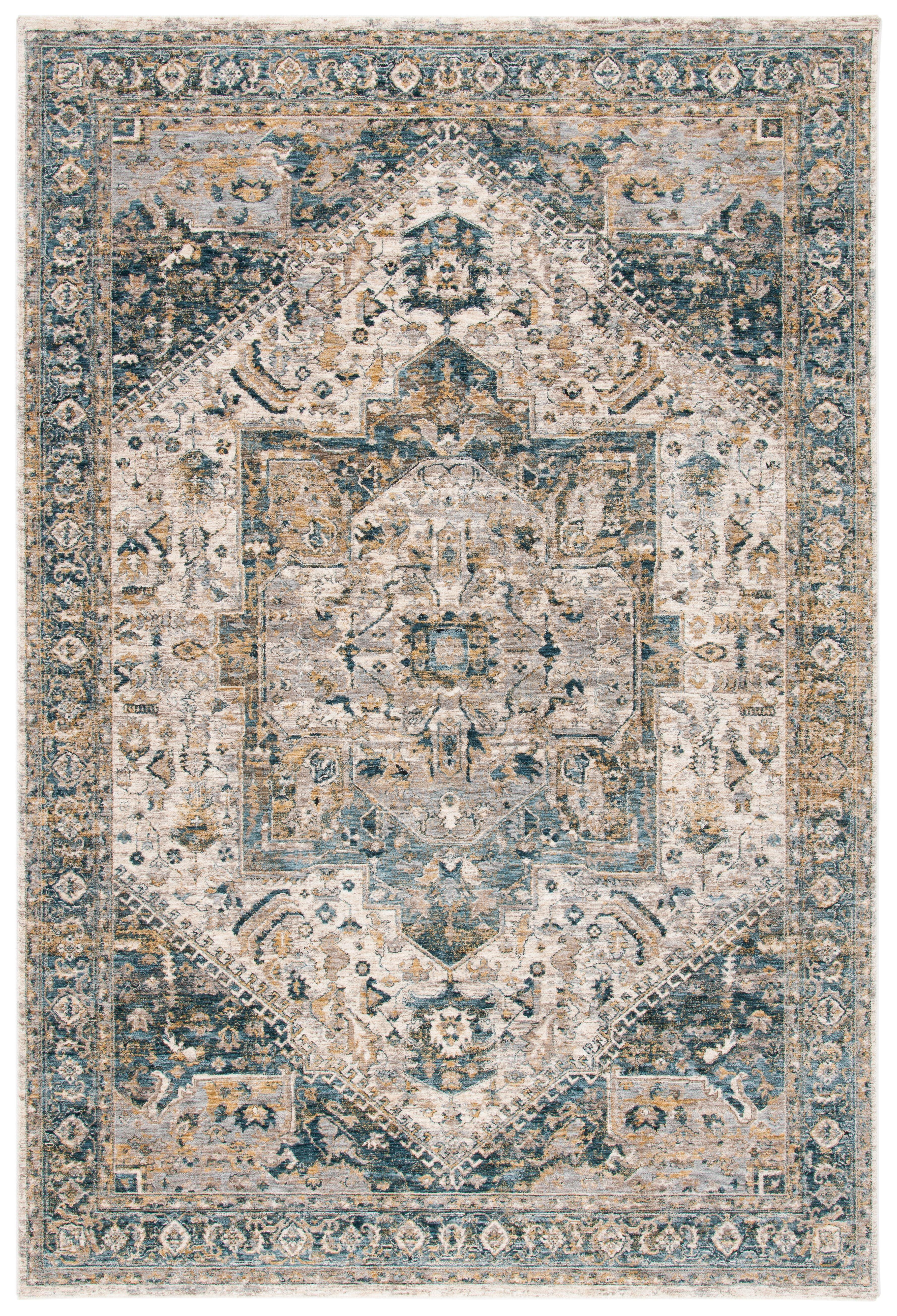 Valencia VAL568 Power Loomed Area Rug - Ivory/Blue - 4'x6'2" - Safavieh.