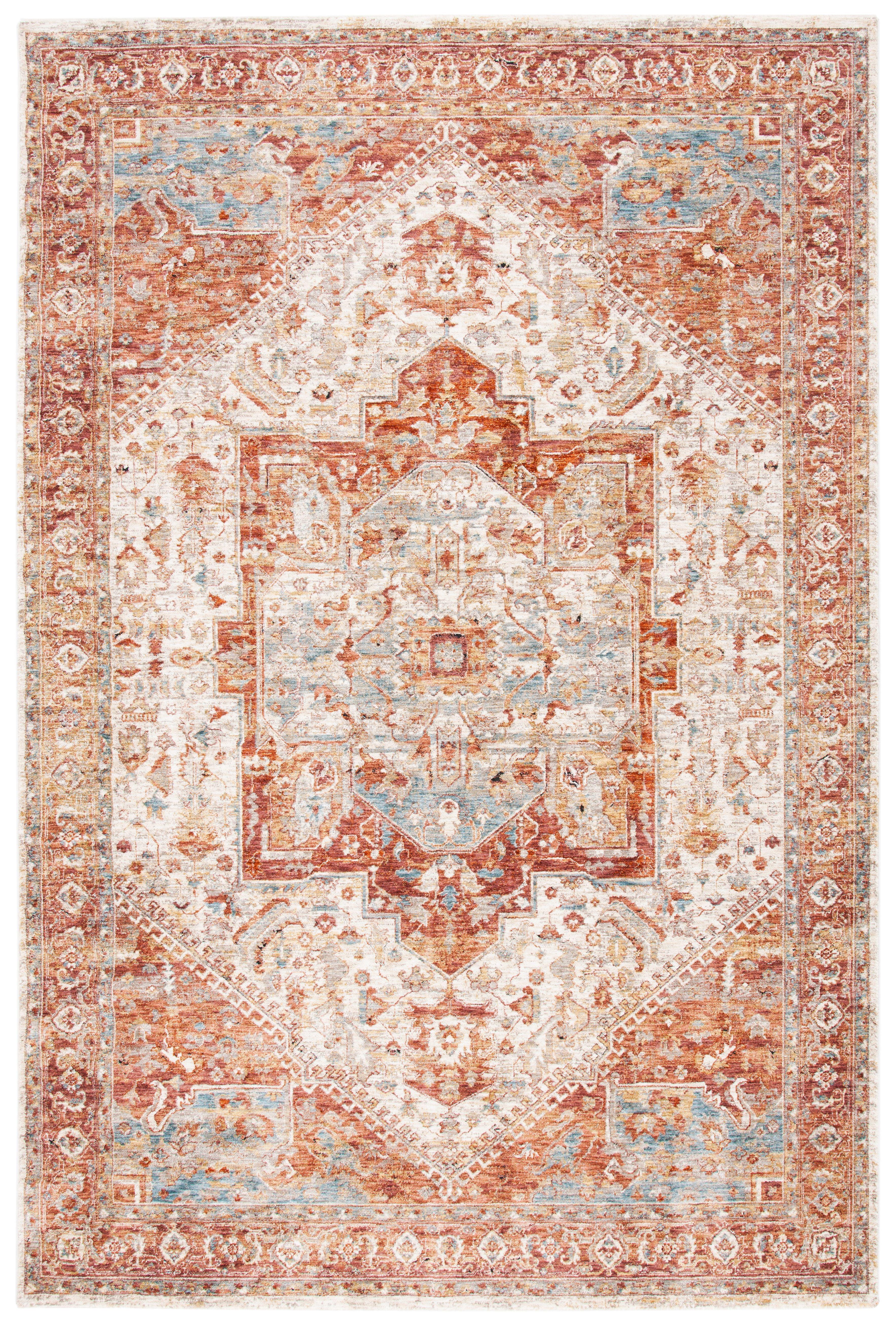 Valencia VAL568 Power Loomed Area Rug - Ivory/Rust - 4'x6'2" - Safavieh.