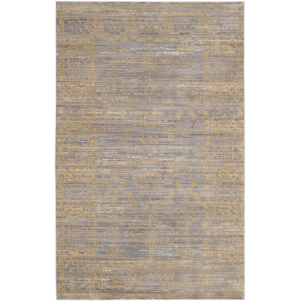 Valencia Overdyed Grey & Gold Hand-Knotted 4' x 6' Area Rug