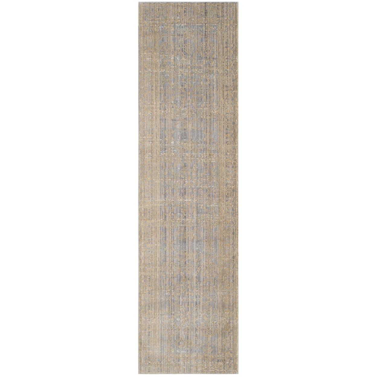 Valencia VAL104 Power Loomed Indoor Runner Rug - Grey/Gold - 2'3"x8' - Safavieh