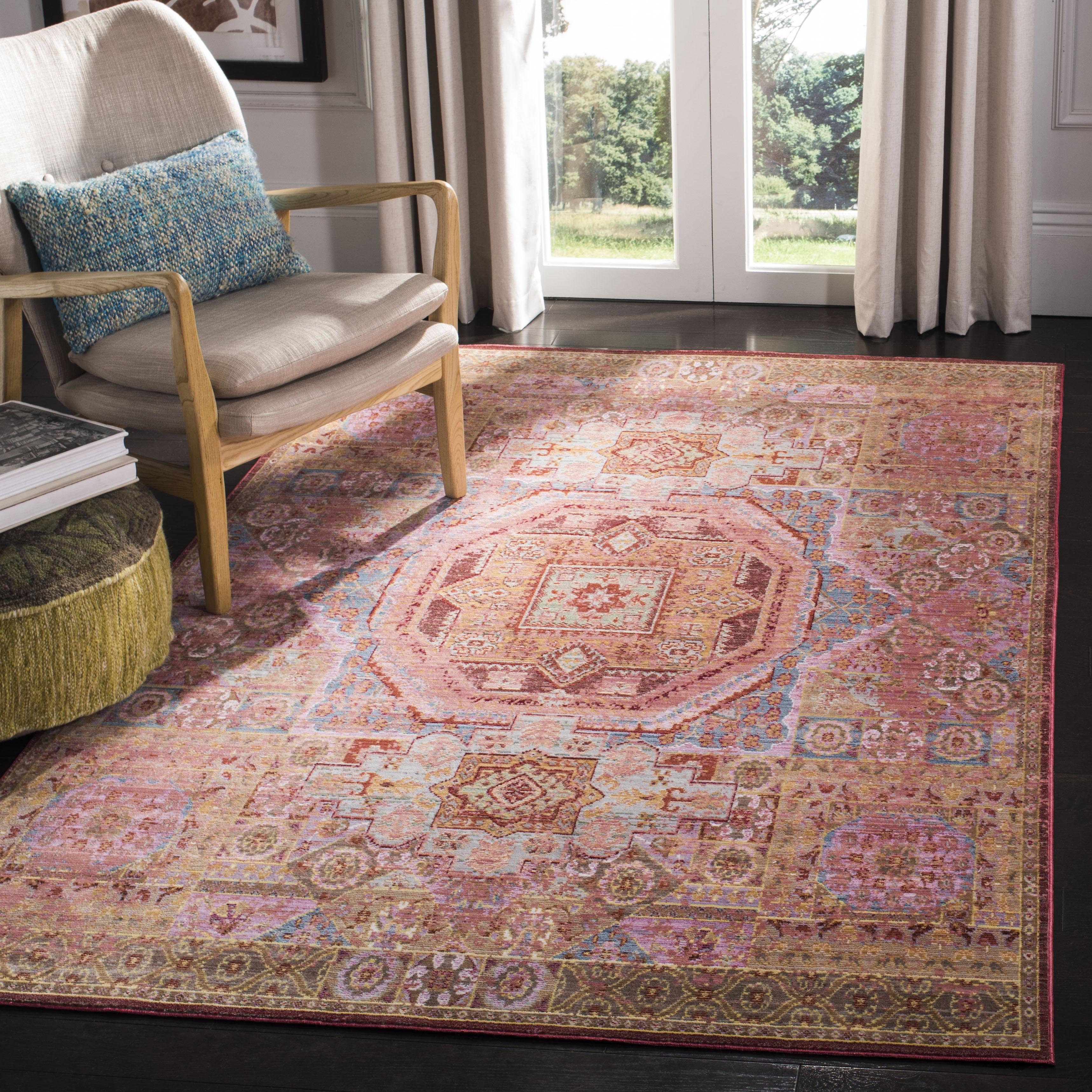 SAFAVIEH Valencia Katriona Traditional Polyester Area Rug, Multi, 4' x 6'