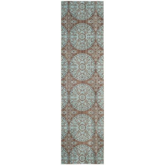 Valencia VAL214 Power Loomed Indoor Runner Rug - Brown/Alpine - 2'3"x8' - Safavieh