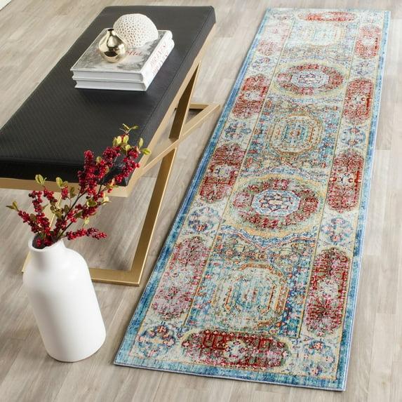 Valencia VAL111 Power Loomed Indoor Runner Rug - Blue/Multi - 2'3"x10' - Safavieh