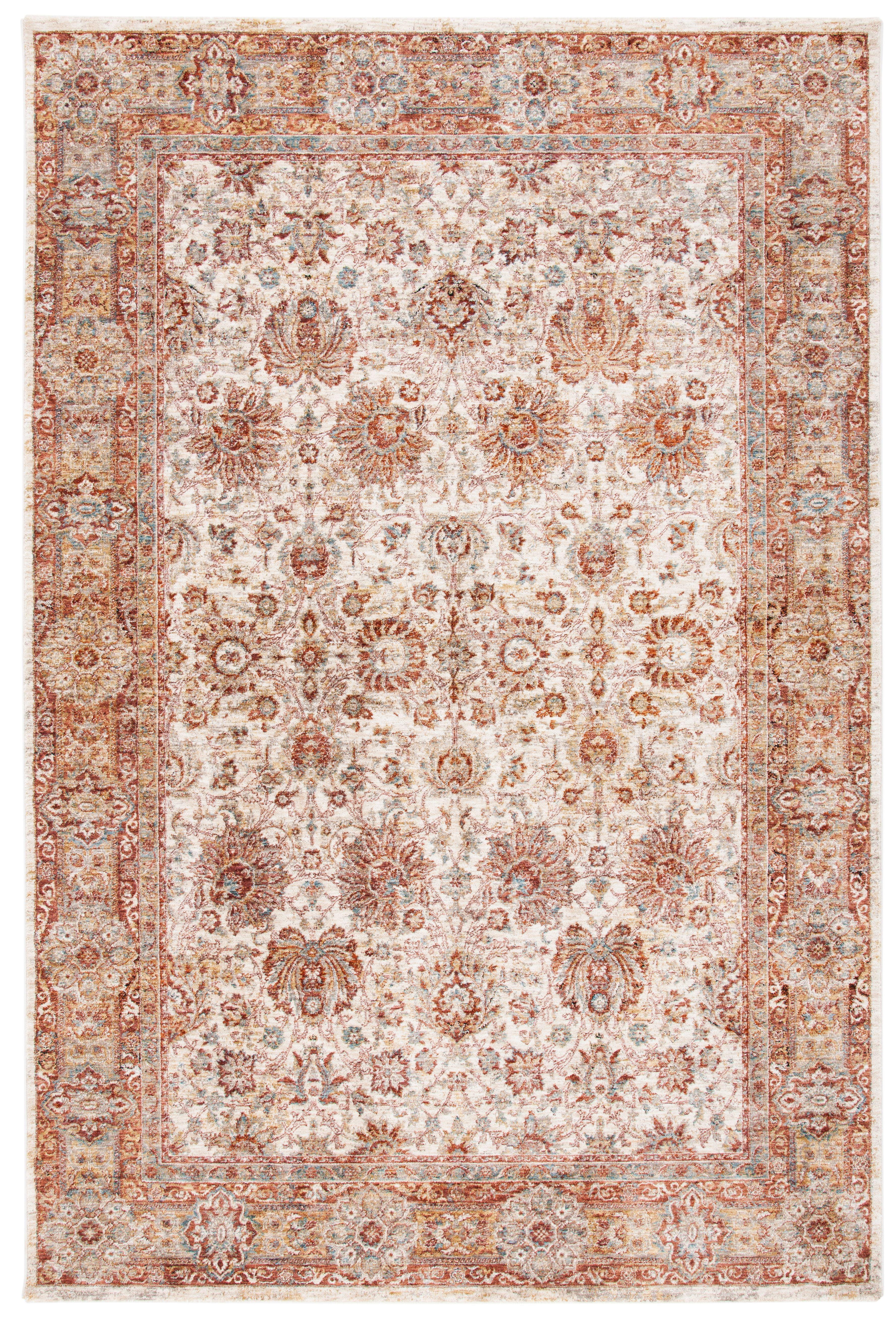 Valencia VAL570 Power Loomed Area Rug - Ivory/Rust - 4'x6'2" - Safavieh.