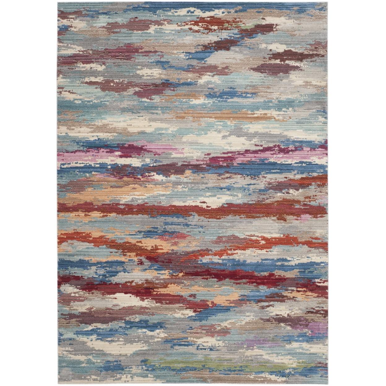 Valencia Multi-Color Abstract Synthetic 5' x 8' Area Rug