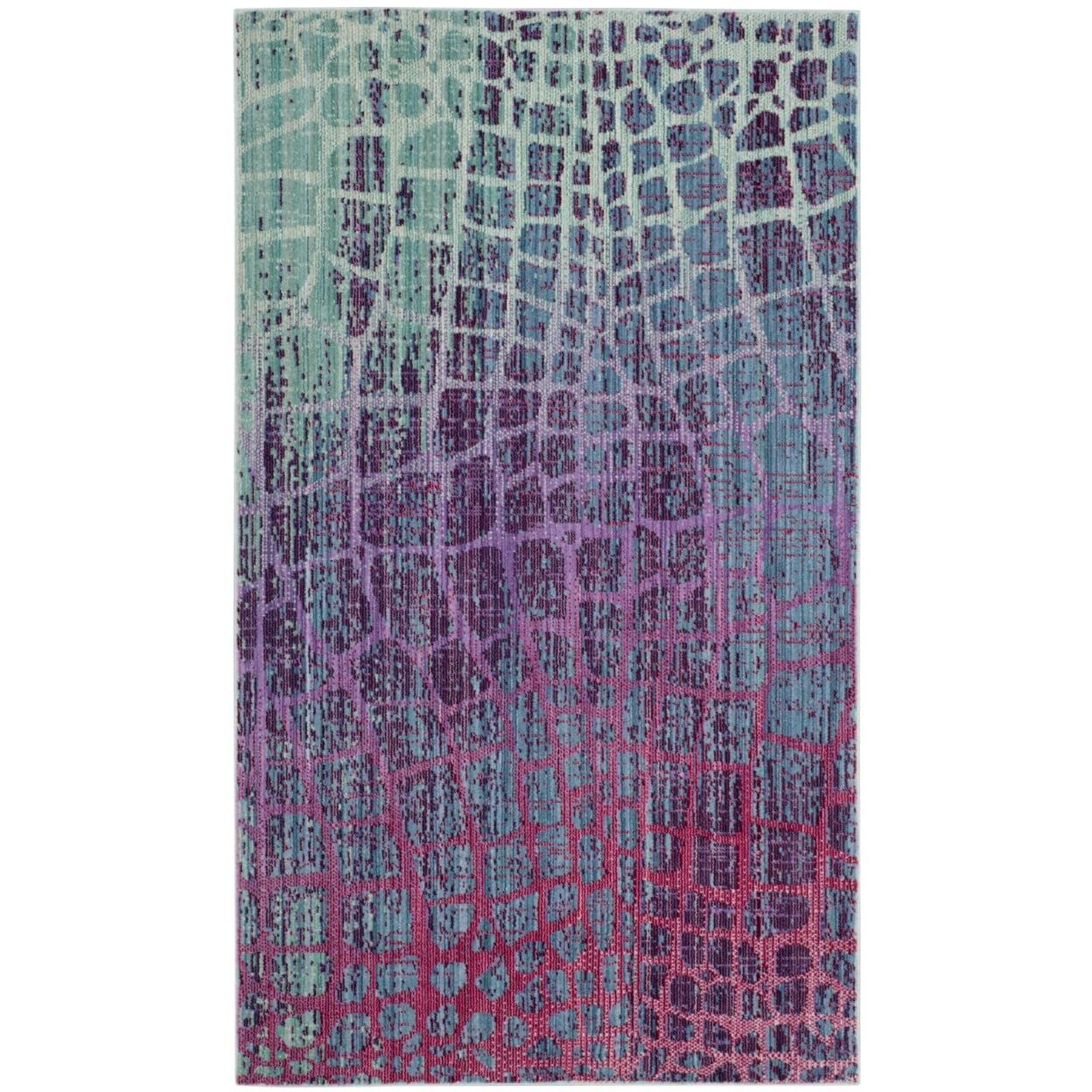 SAFAVIEH Valencia Nurten Abstract Polyester Area Rug, Blue/Fuchsia, 3' x 5'