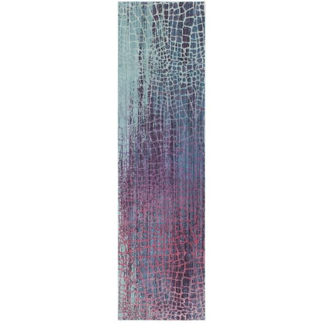 Valencia VAL204 Power Loomed Indoor Runner Rug - Blue/Fuchsia - 2'3"x10' - Safavieh