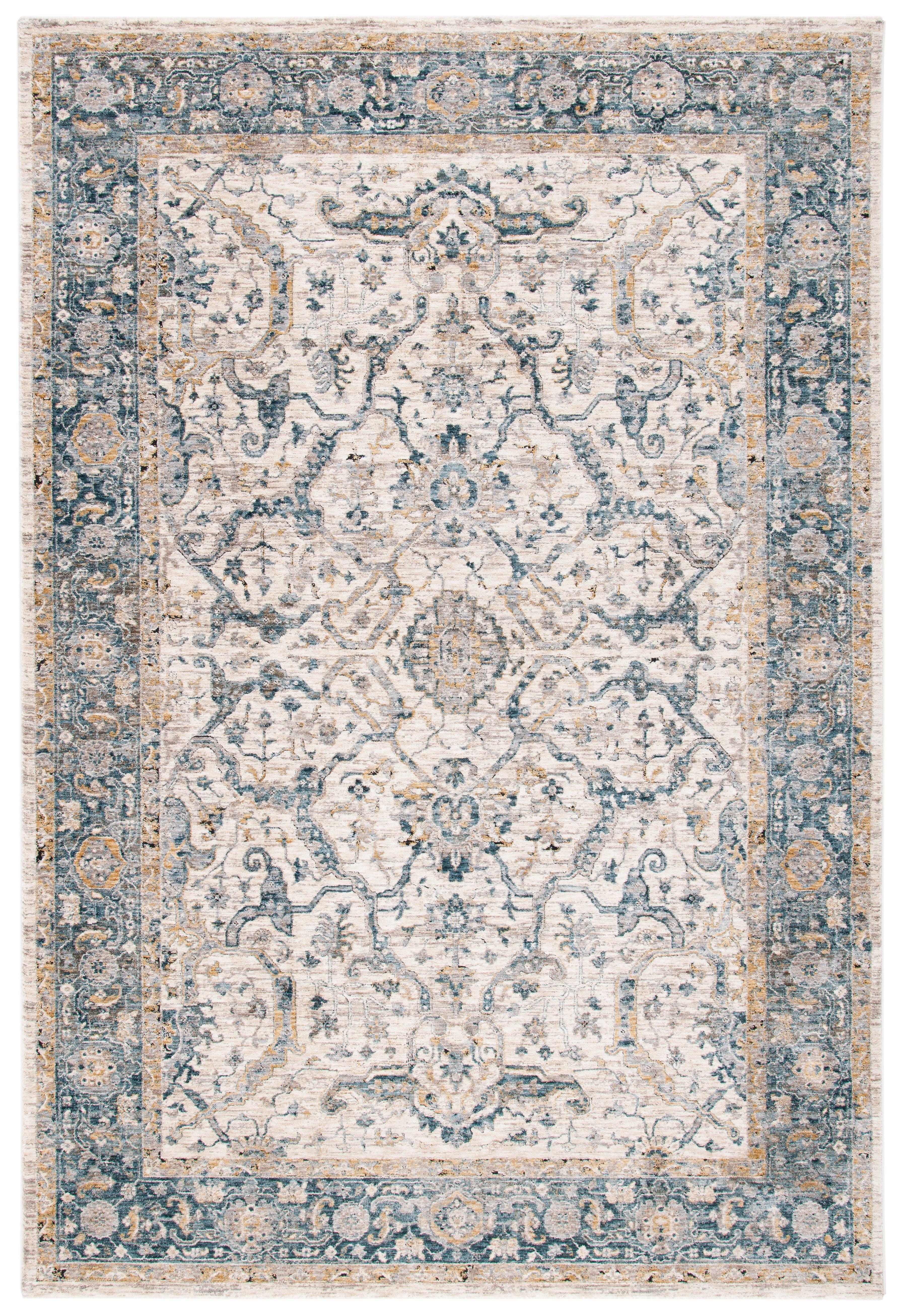Valencia VAL566 Power Loomed Area Rug - Ivory/Blue - 5'x8' - Safavieh.