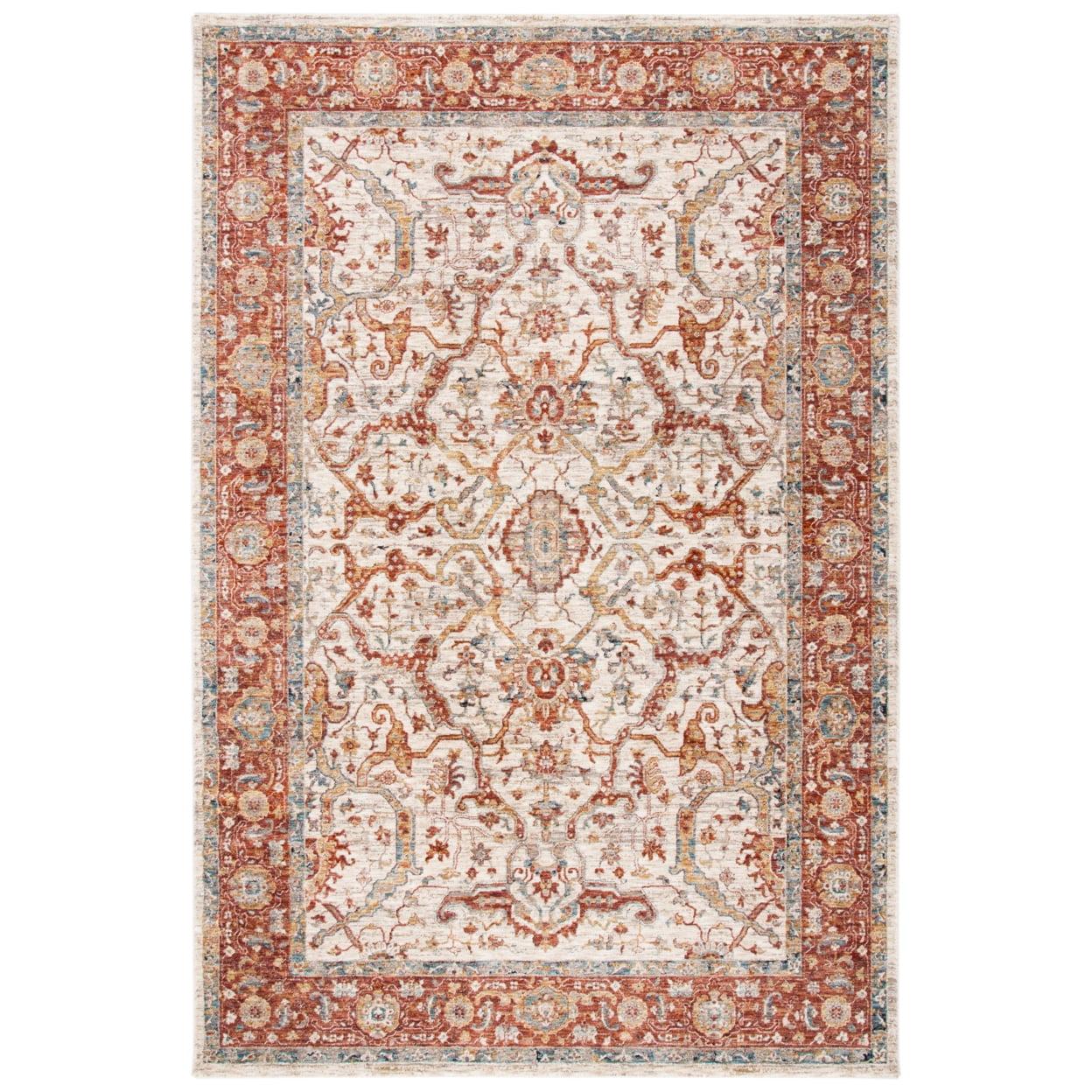 Valencia VAL566 Power Loomed Area Rug - Ivory/Rust - 6'4"x6'4"Square - Safavieh.