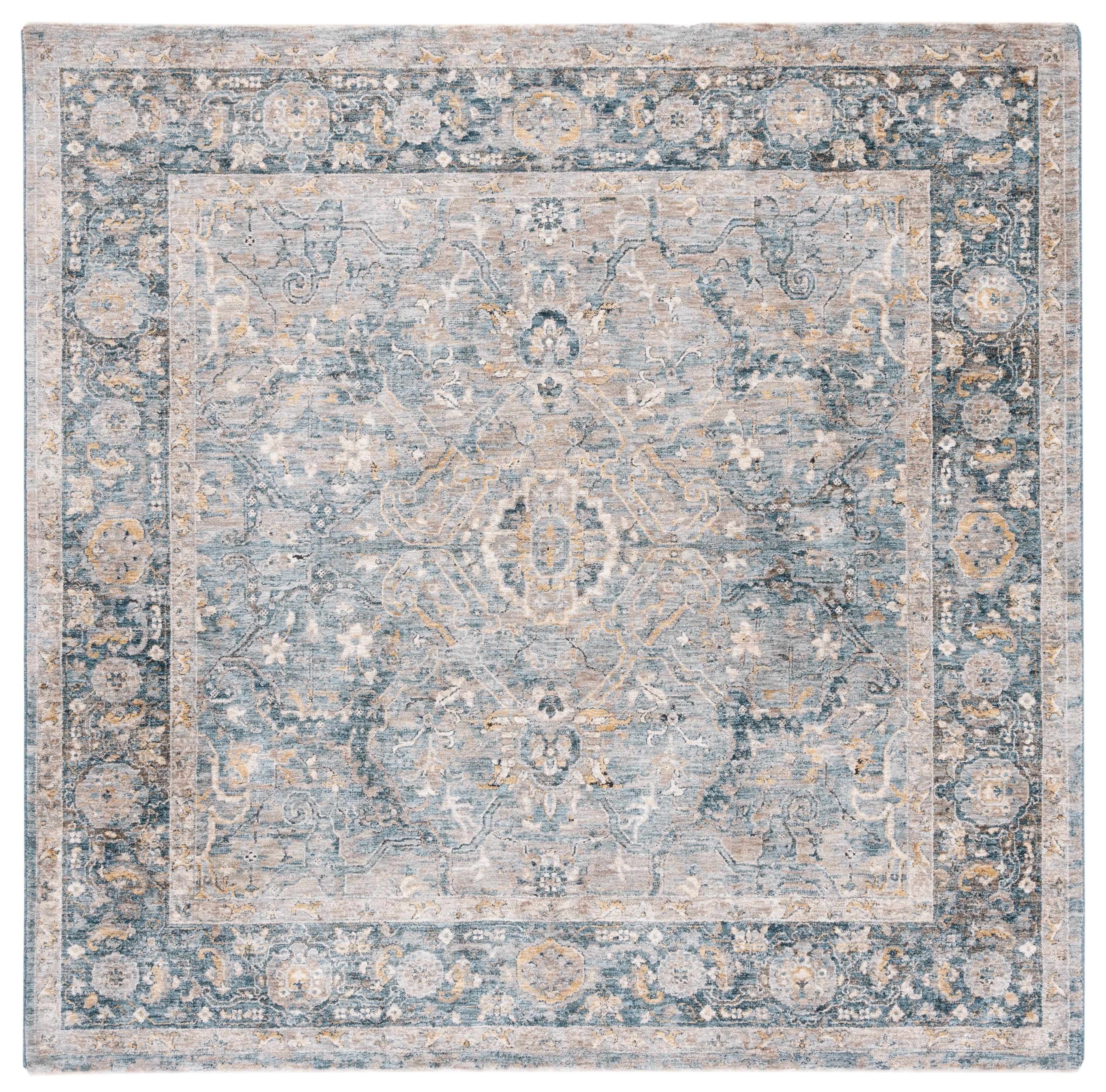 Valencia VAL566 Power Loomed Area Rug - Light Grey/Blue - 6'4"x6'4" - Safavieh.