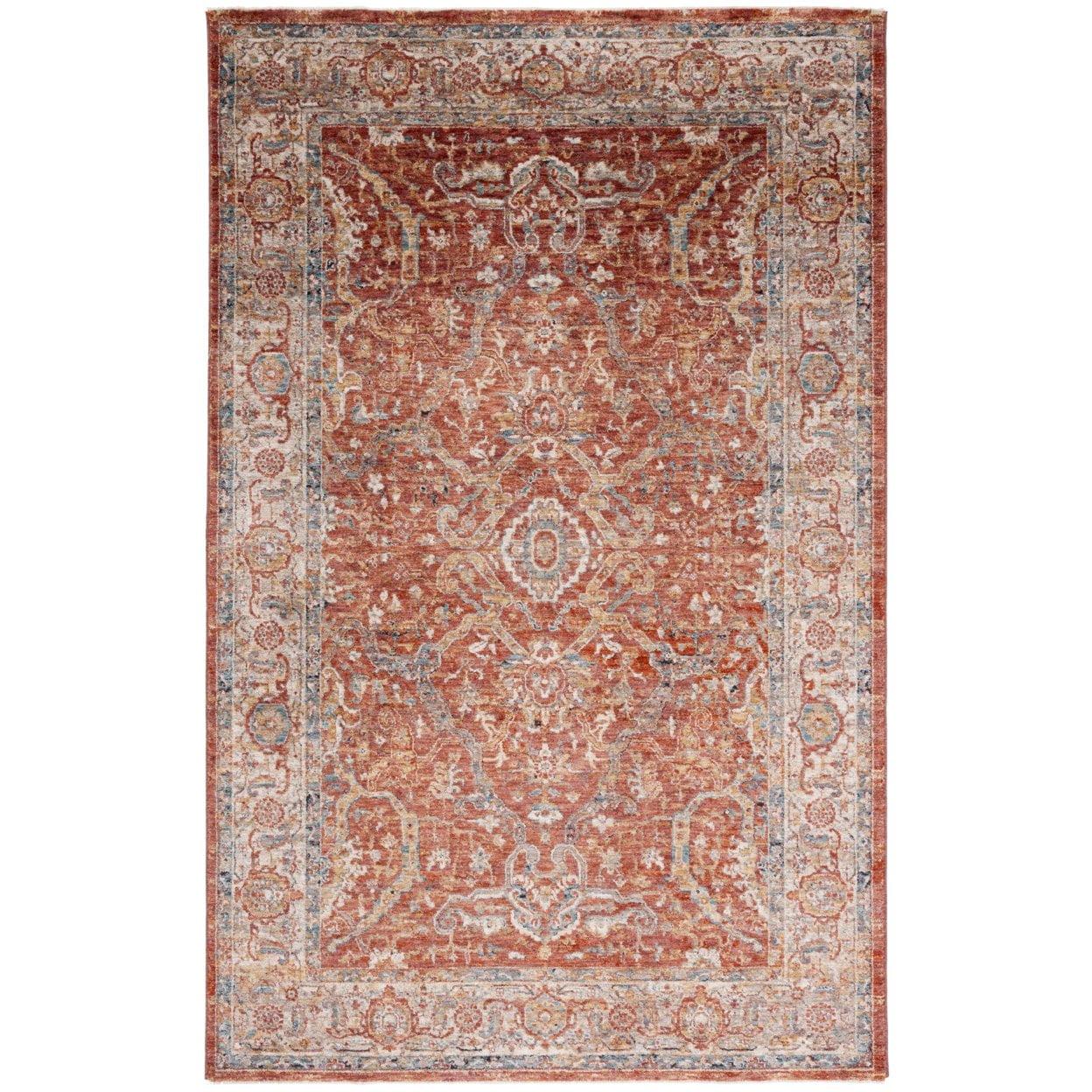 Valencia VAL566 Power Loomed Area Rug - Rust/Teal - 4'x6'2" - Safavieh.