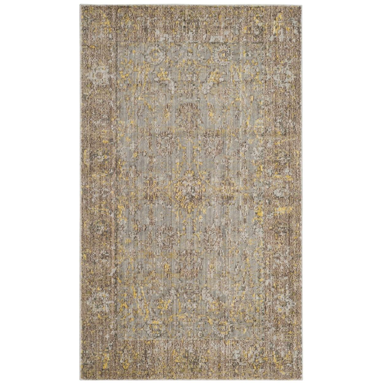 Grey and Multicolor Synthetic Rectangular Area Rug, 3' x 5'