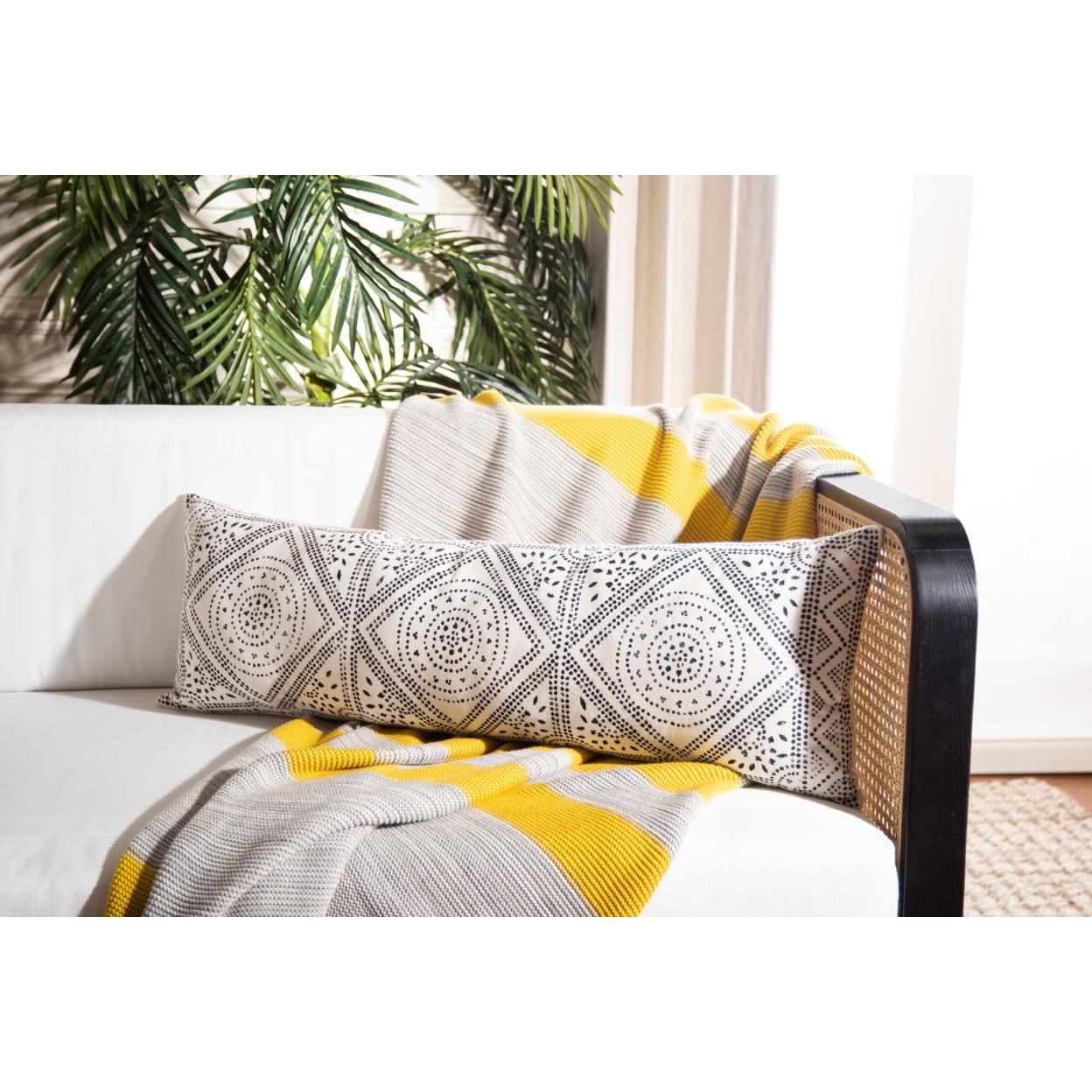 Valenti Beige and Black Bohemian Rectangular Pillow